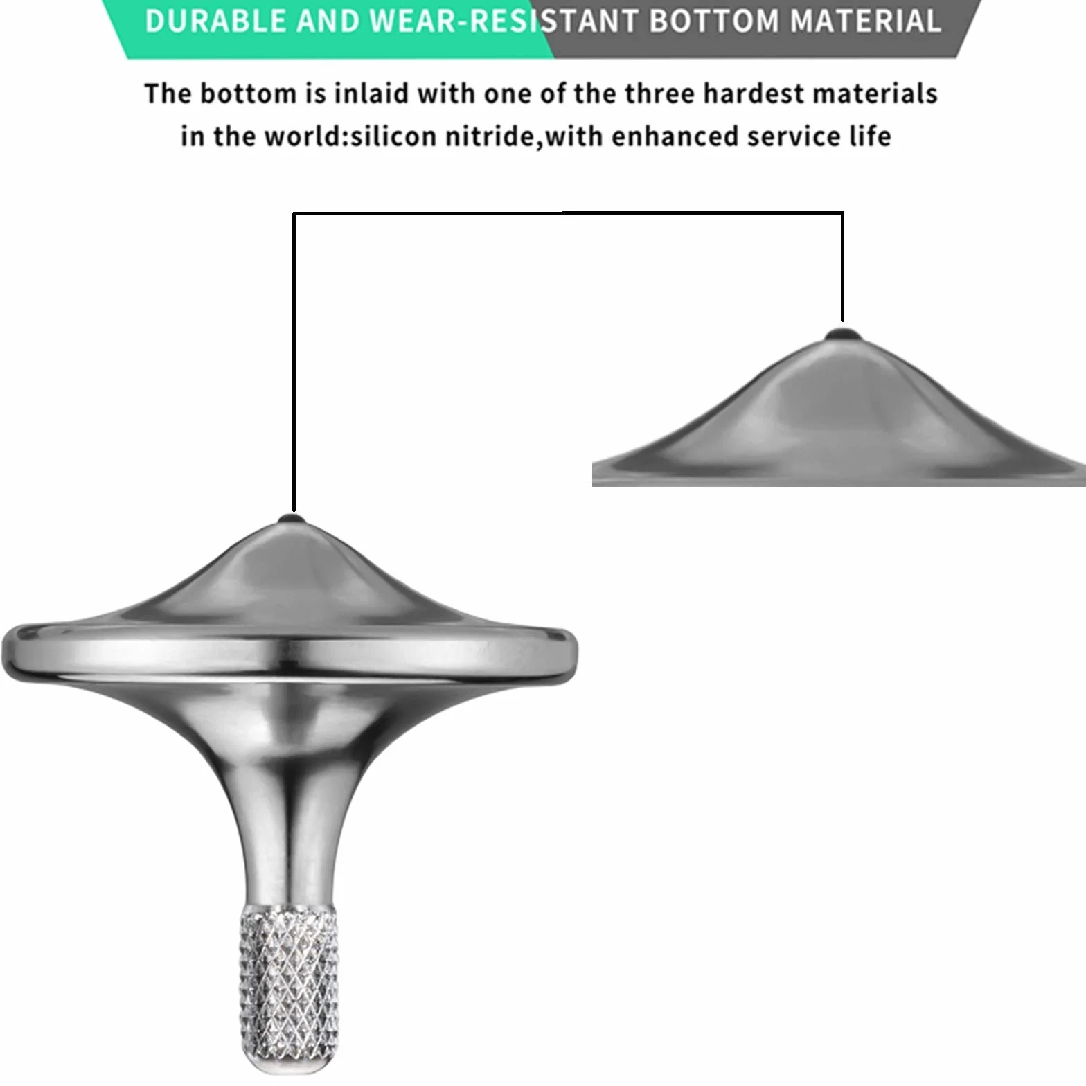 Trottola di precisione in metallo, LOQATIDIS rotazione liscia per molto tempo, Tempo di rotazione ottimale superiore a 8 minuti, equilibrio perfetto Giocattoli EDC ben fatti (Argento)