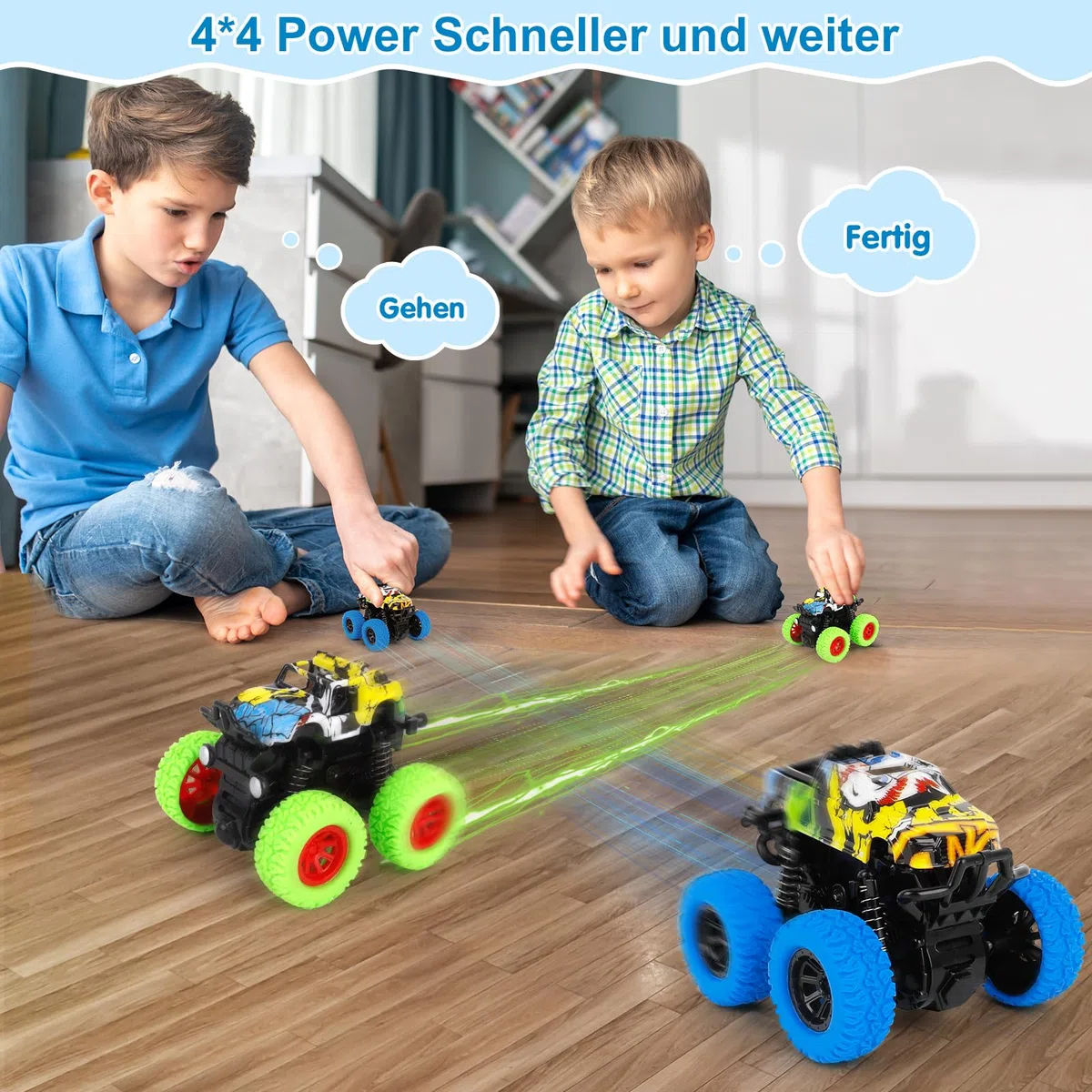 Monster Truck, Macchinine per Bambini 2 3 4 anni, 2 Pezz Macchina Giocattolo per Bambini con Rotazione a 360 Gradi, Macchine Camion Giocattolo per Bambini Regalo