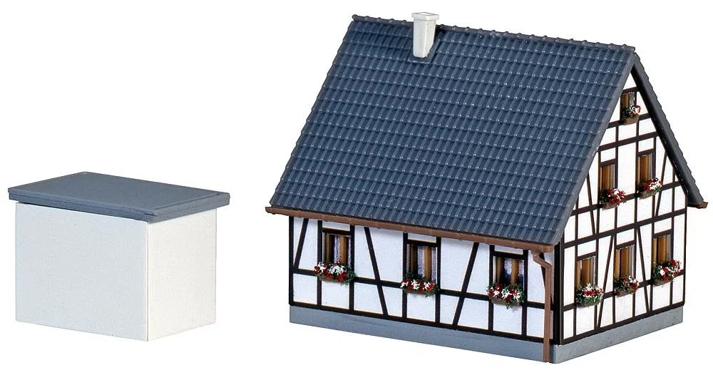 Faller 282760 Half-Timbered House Blue Z Scale Building Kit da Costruzione, Blu, Taglia Unica