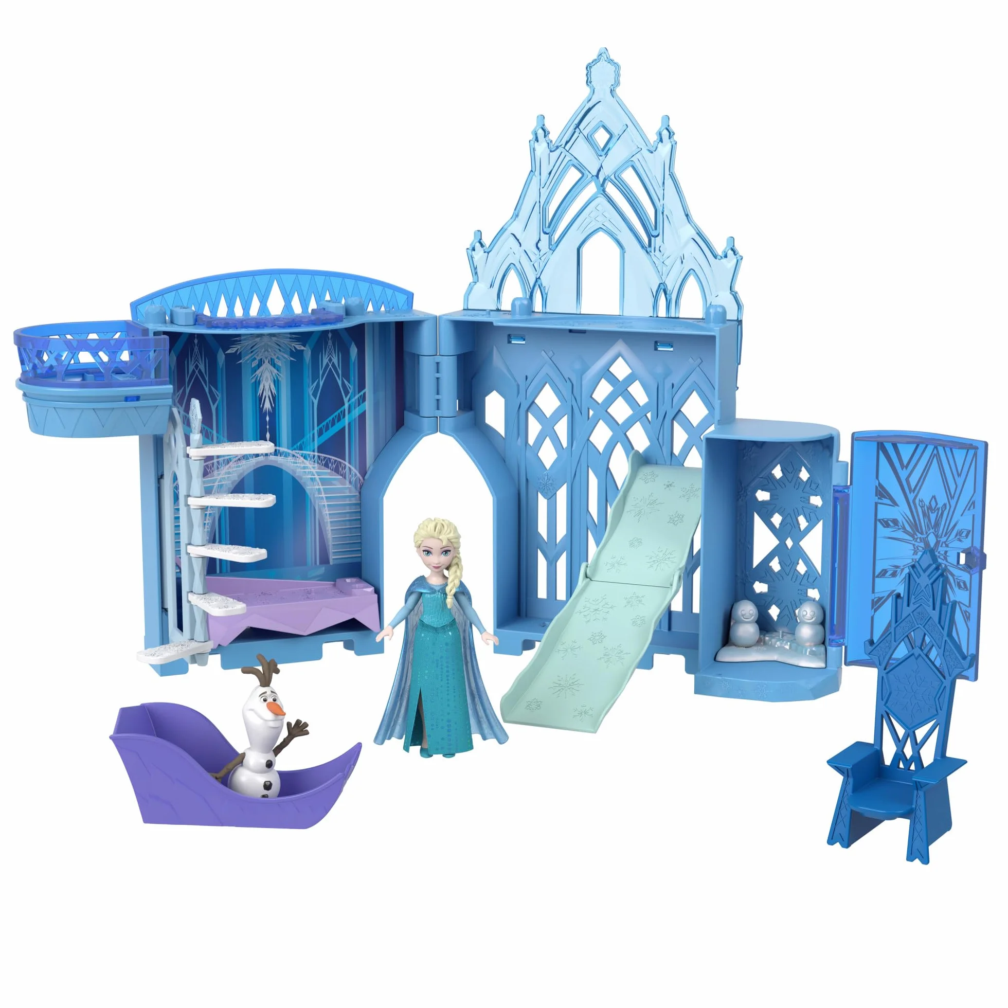 Mattel Disney Frozen - Il Palazzo di Ghiaccio di Elsa, set castello componibile ispirato al film con mini bambola e 8 accessori inclusi, giocattolo per bambini, 3+ anni, JDP63