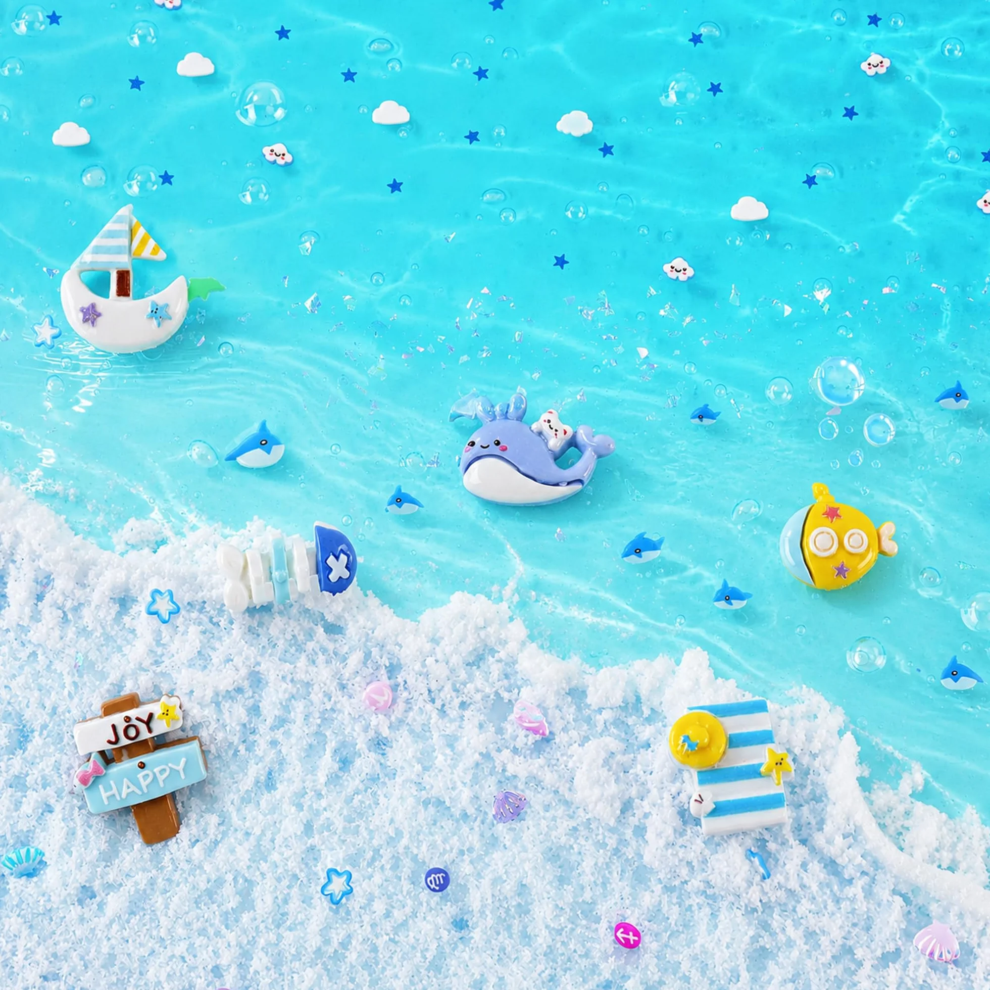 6 Confezioni Kit Slime Blu - Cloud, Butter & Clear, Croccante per Bambini con Aggiunte, Bomboniere per Feste, per Ragazze e Ragazzi, 360ml (Oceano)