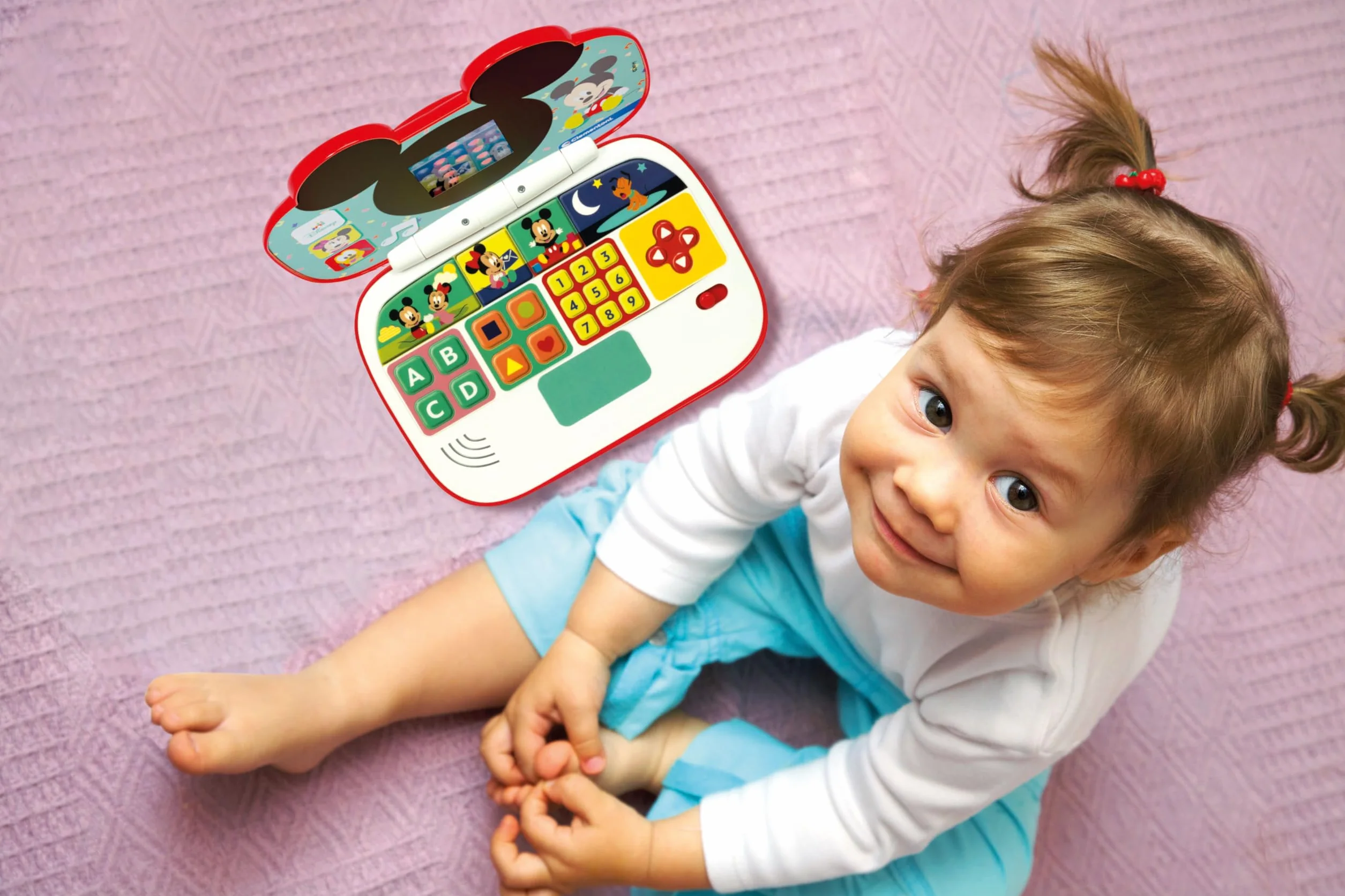 Disney Baby Clementoni - Il Mio Primo Laptop Mickey, Gioco Educativo Computer Bambino 12+ Mesi, Centro attività Prima Infanzia, Insegna Lettere e Numeri in 2 modalità di Gioco, Lingua Italiana, 17834