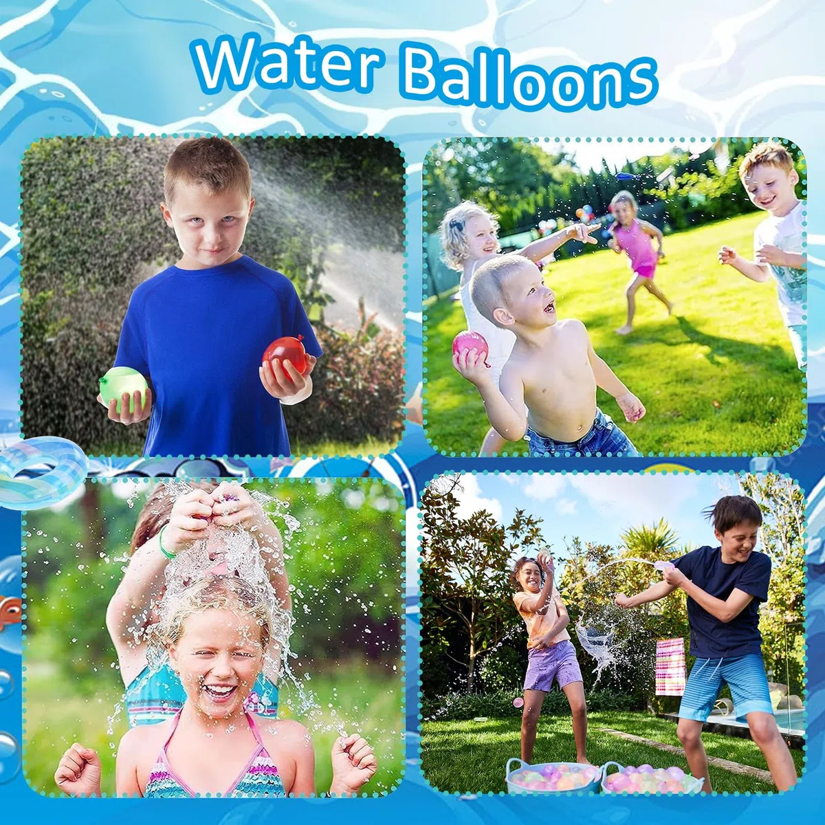 Funnity 555 Pezzi Palloncini D'acqua, Palloncini Acqua Autosigillanti, Viene Fornito con 4 Connettori per Rubinetto, Adatto per Giochi D'acqua Estivi, Feste in Spiaggia