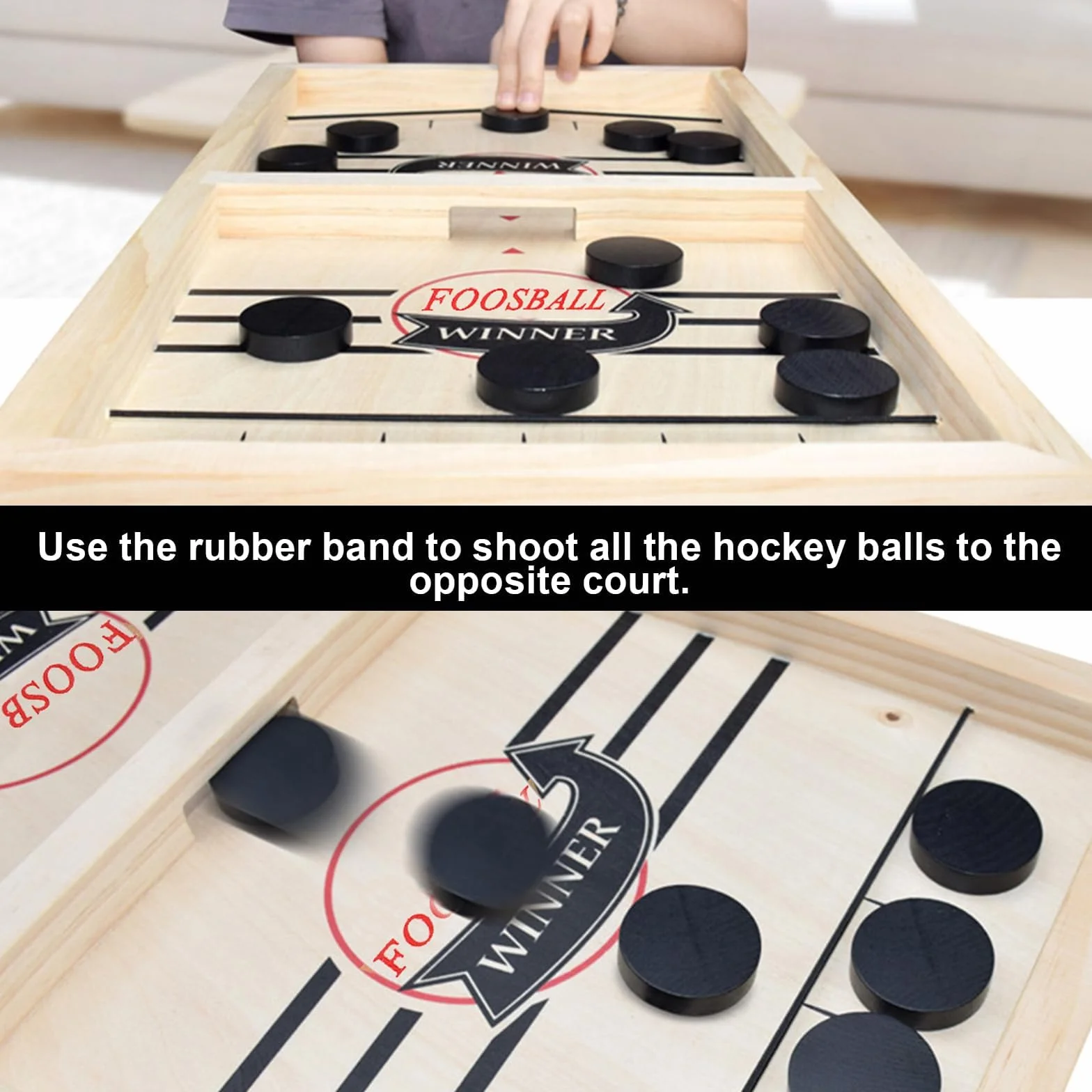 Hockey da Tavolo,Air Hockey da Tavolo Scacchiera in Legno Giochi Set Scacchiera Portatile 2 in 1 Giochi di Società Macchina daHockeys su Ghiaccio Gioch Bambinin,per Tavol Società