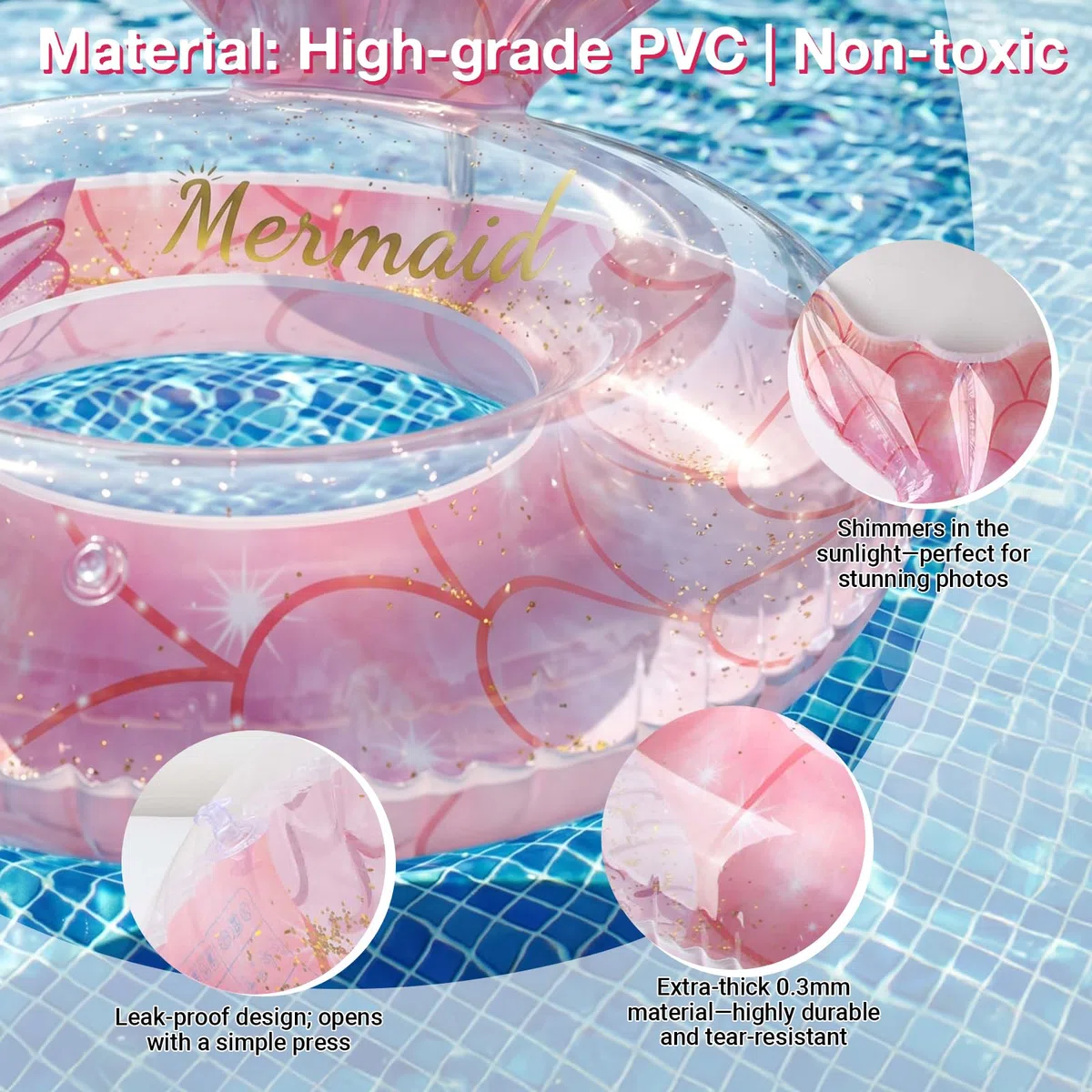 ACTOYS Gonfiabile Sirena per Adulti, Anello da Nuoto Gonfiabile per Piscina, Anello Gonfiabile Sirena, Anello da Nuoto Adulto, per Piscina e Spiaggia, Festa estiva