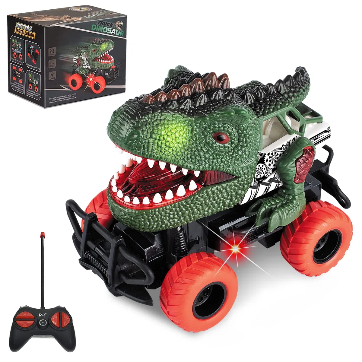 Delycazy Dinosauri Giocattolo per Bambini 3 4 5 6 7 8 Anni, Macchina Telecomandata Macchinine per Bambini, Camion Giocattolo Regalo per Bambino