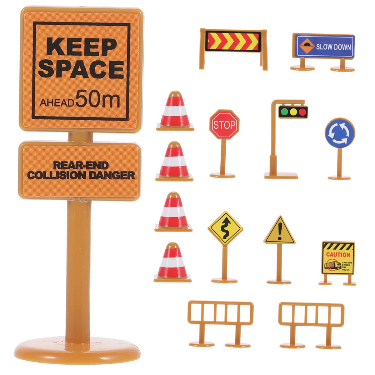 Set 2 Kit Segnali Stradali Giocattolo in Plastica per Bambini, Mini Barricate e Cartelli di Segnaletica, Gioco Educativo di Sicurezza Stradale e Apprendimento Creativo