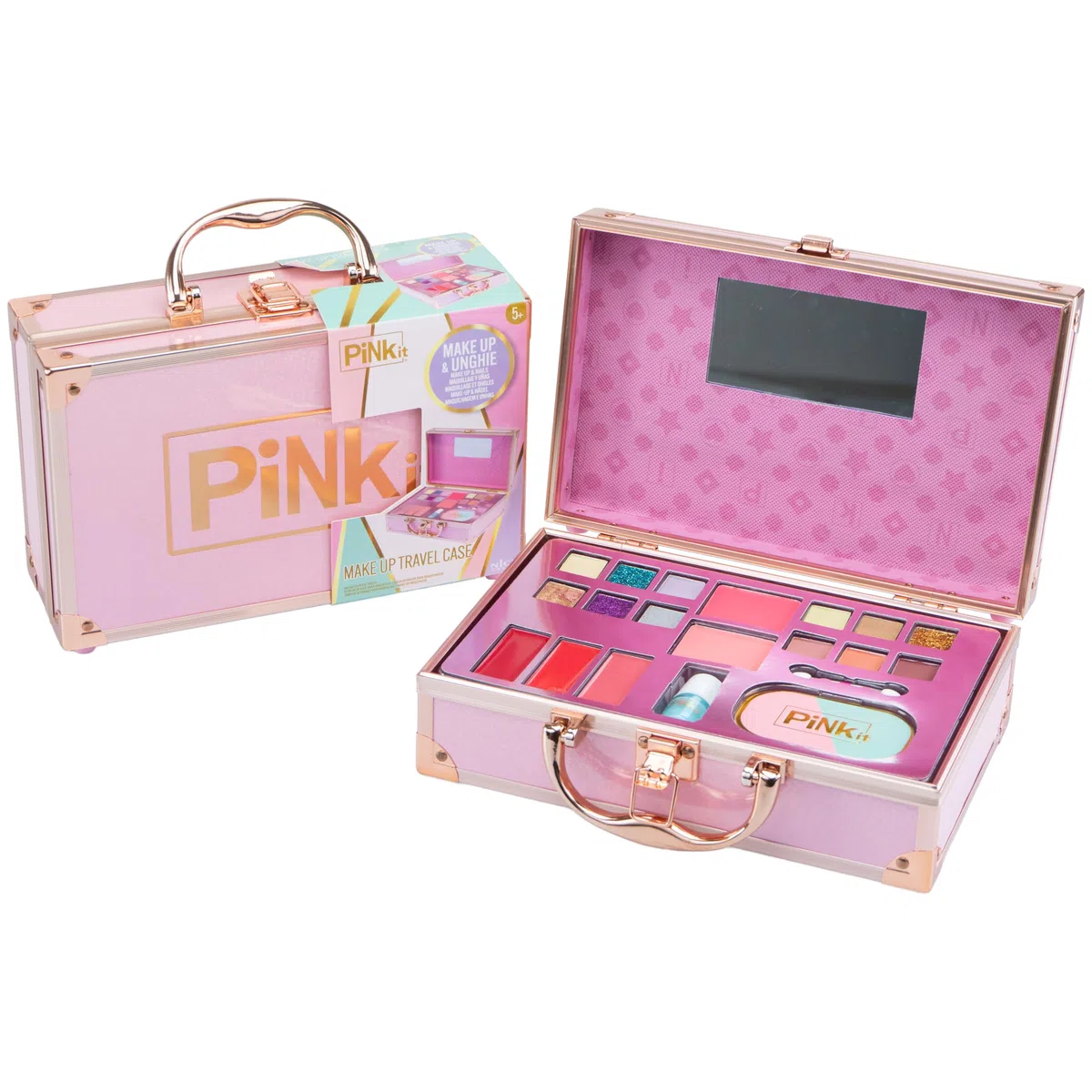 Make Up Travel Case, 1 Valigetta con Specchio e Set di Trucchi per Bambini