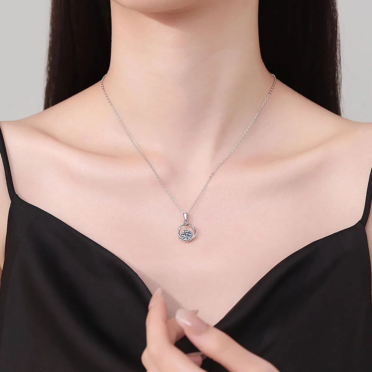 Collana Argento 925 Donna Cerchio Collane Ciondolo Cerchio Intrecciata Collane Zirconi Girocollo Rotondo Anelli Argento Collana per Donna Bambina Ragazza