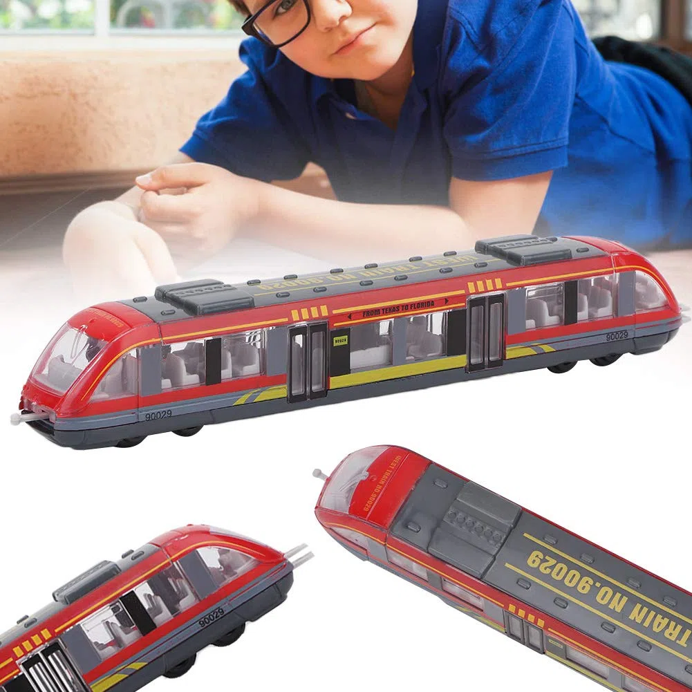 Alomejor Giocattoli Educativi per Bambini Simulazione Treno in Lega Modello di Auto Giocattolo di Compleanno per Bambini(Rosso)