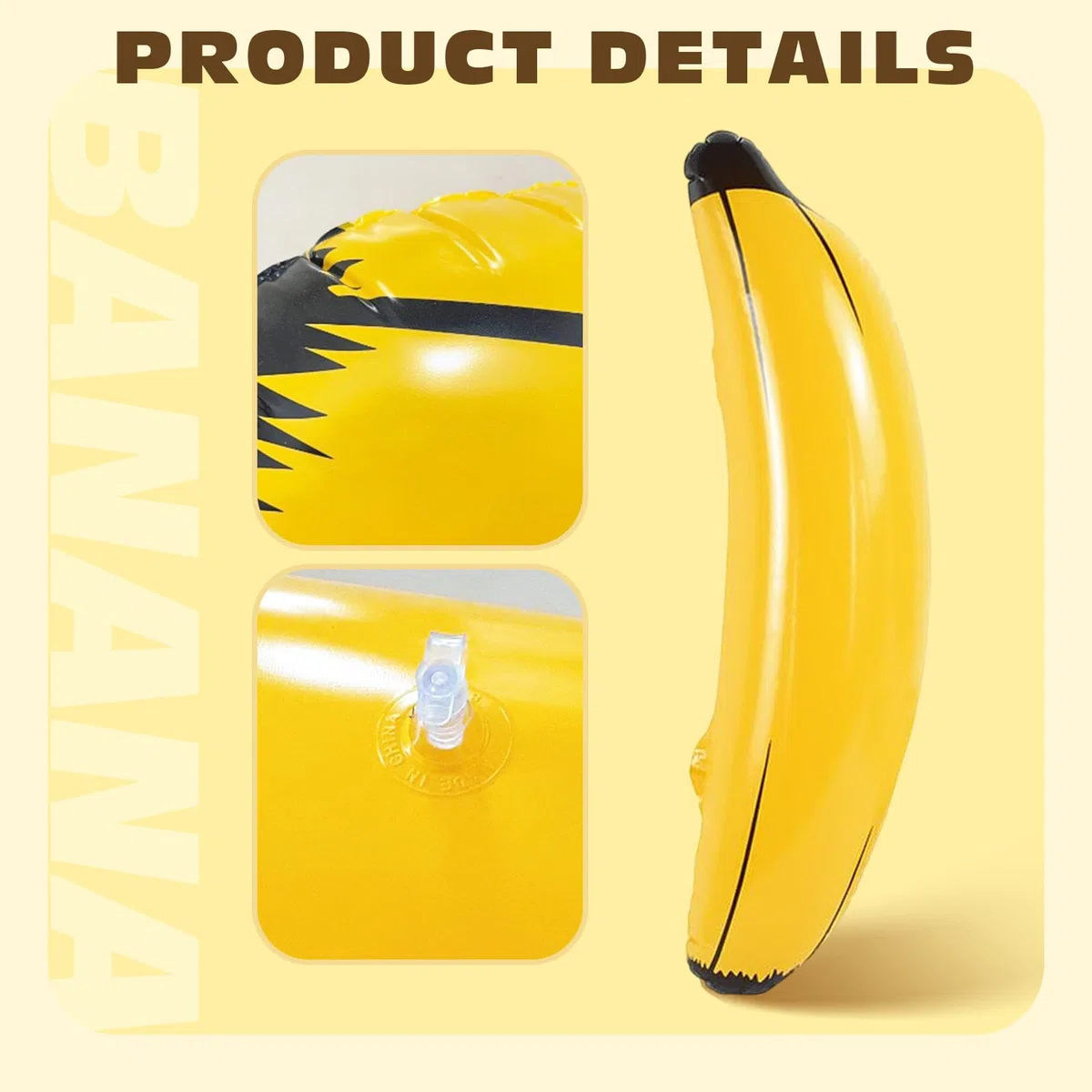 3 pezzi banana gonfiabile 60 cm, Blow-up banane gonfiabili giocattoli acquatici per piscina spiaggia estate decorazione festa Prop decorazione festa festa hawaiana Carnevale