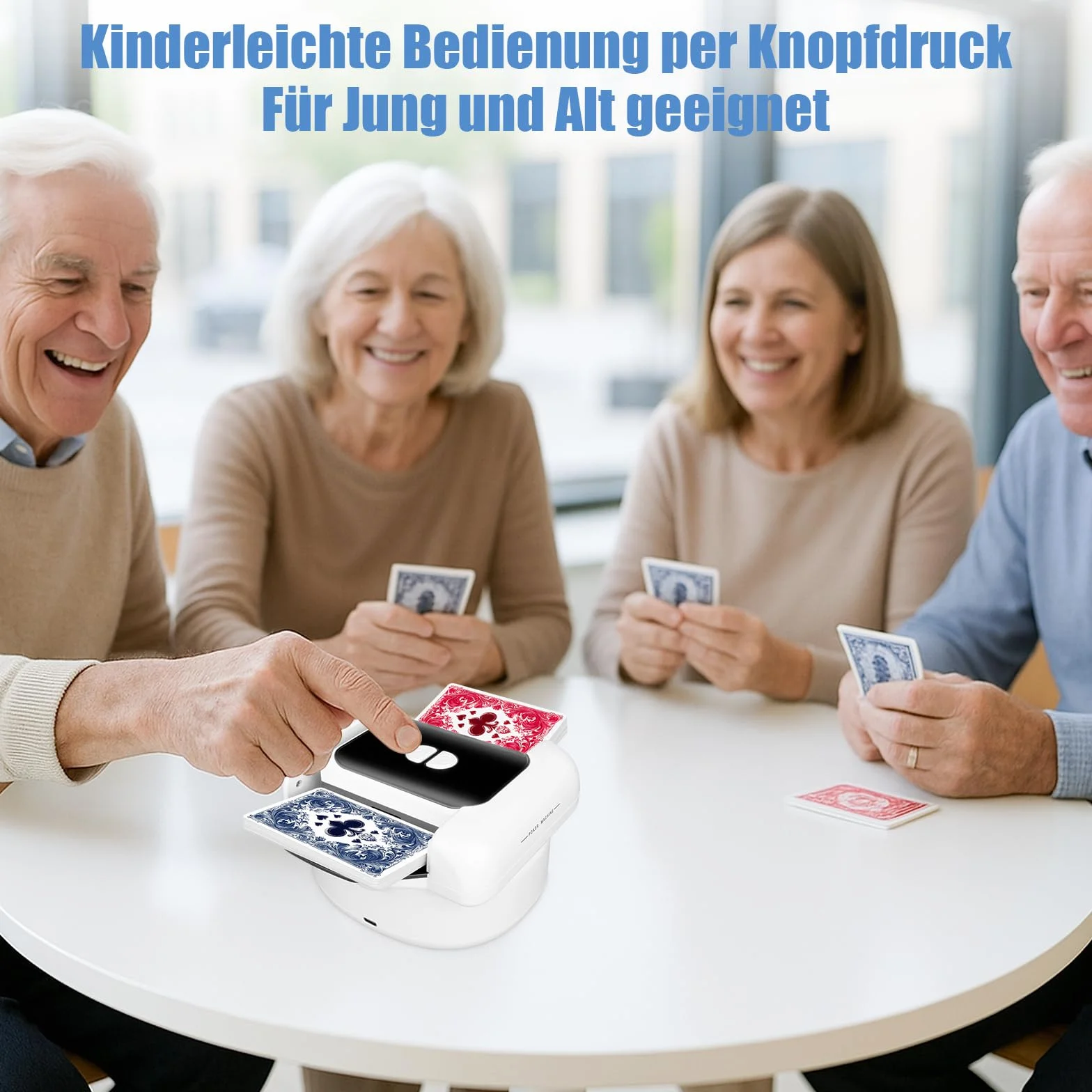 BEE&FLOWER Mischia Carte Automatico - Elettrico, Ricaricabile, Portatile e Silenzioso, Compatibile con 1–2 mazzi Standard Come Poker, Blackjack e Altri Giochi di Carte
