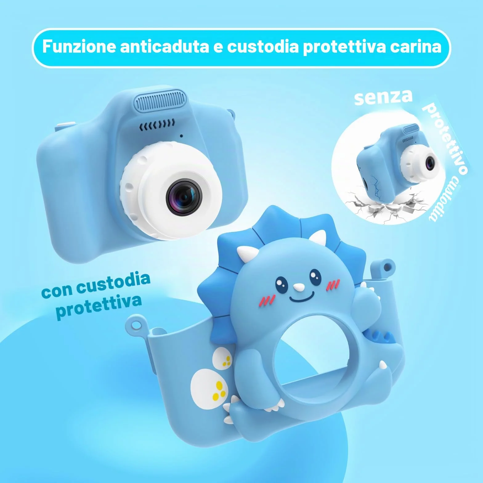 HiMont Macchina Fotografica per Bambini, 1080P Fotocamera Digitale con Scheda 32G & Schermo da 2,0", Selfie Videocamera, Regalo per Compleanno, Natale, Giocattolo per Bambini 3-12 Anni
