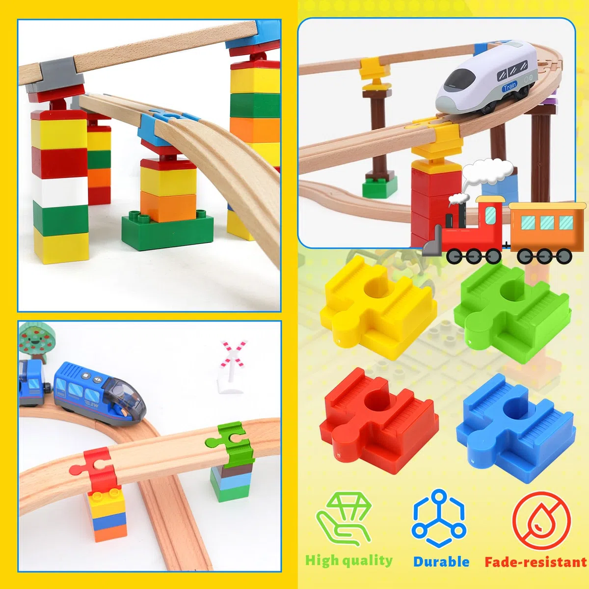 Adattatore per Ferrovia in Legno 28 pezzi Connettori per Ferrovia in Plastica Adatto Giocattoli Trenino Fai da Te Accessori per Bambini di Età Compresa Tra 3 e 7