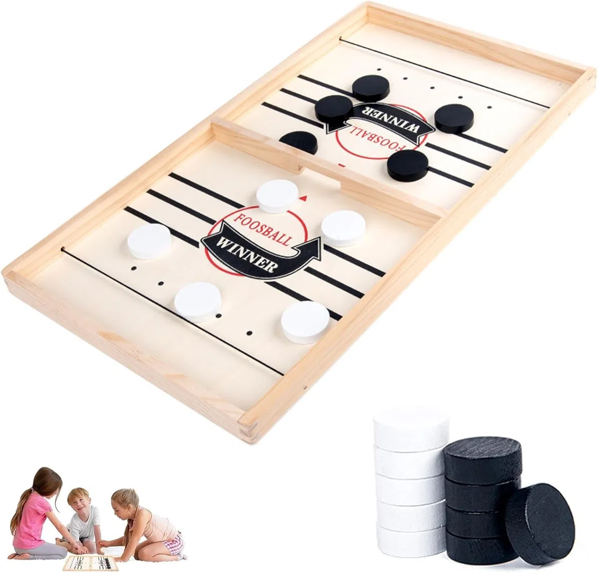 Gioco da Tavolo Hockey,Hockey Tavolo in Legno Gioco Veloce Del Disco Da Fionda,Gioco Da Hockey Con Fionda, Divertente Gioco Da Tavolo Hockey Su Ghiaccio Gioco Giocattolo Interattivo Genitore-Figlio