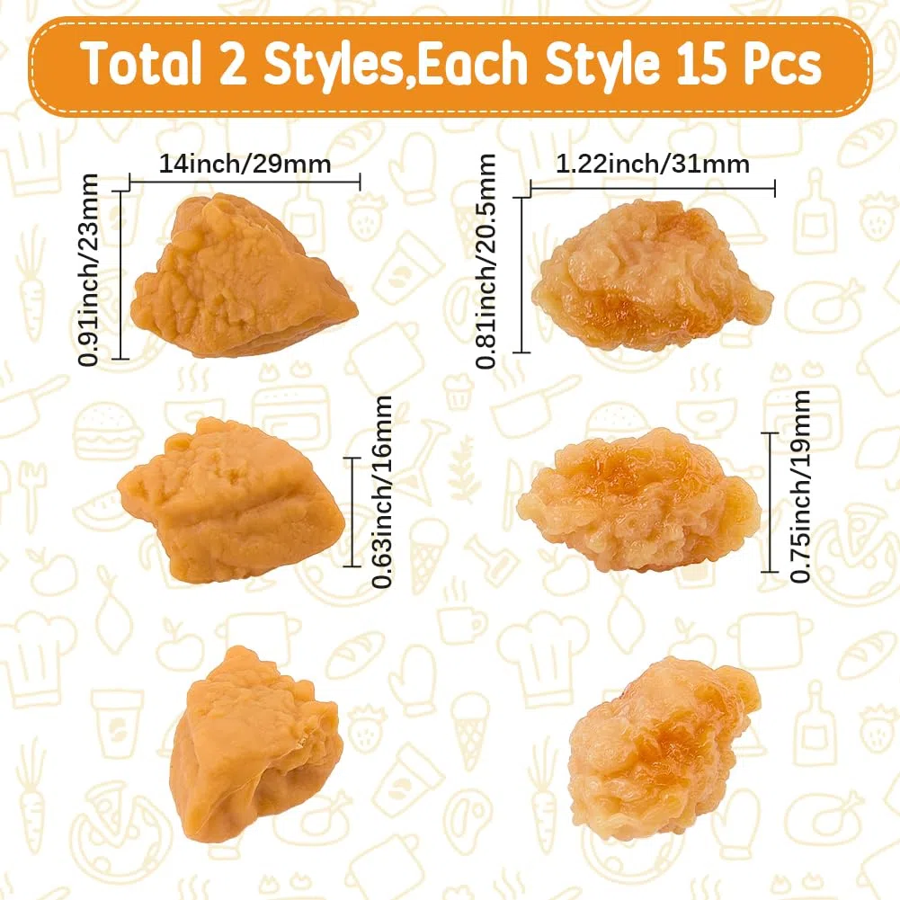 SUNNYCLUE 30 pezzo di Pollo Fritto Artificiale MoDellso Realistico Cibo Pollo Fritto Simulato Popcorn Finto Finto MoDellsi di Cibo Artificiale per La Decorazione di Feste In Cucina Domestica Fotografi