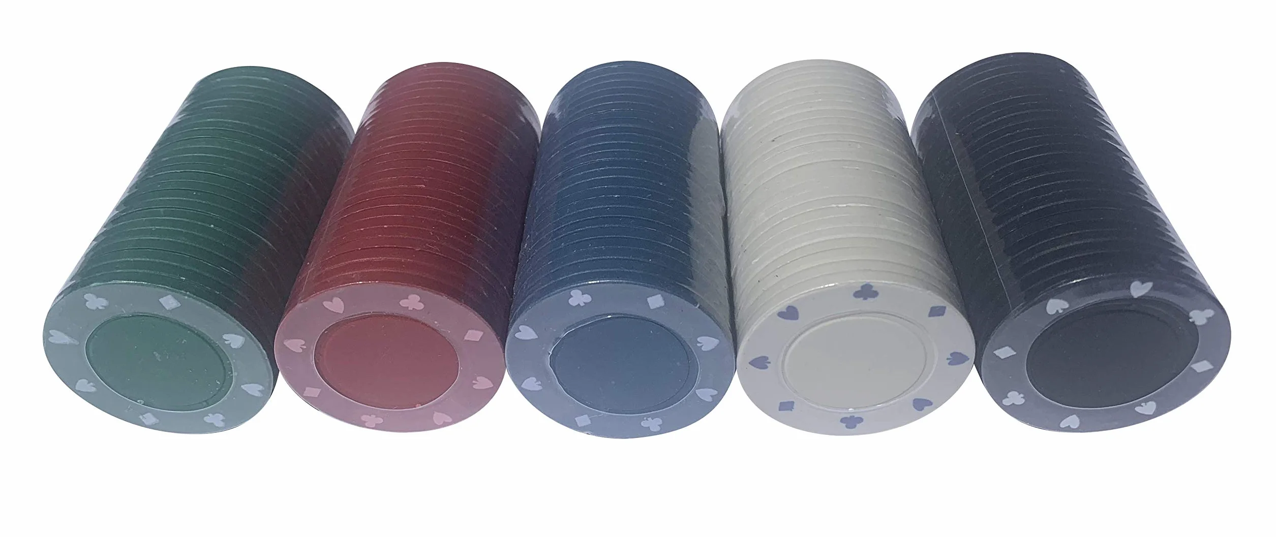 250 fiches da poker adatte – 10 strisce sigillate da 25 fiches – 5 colori