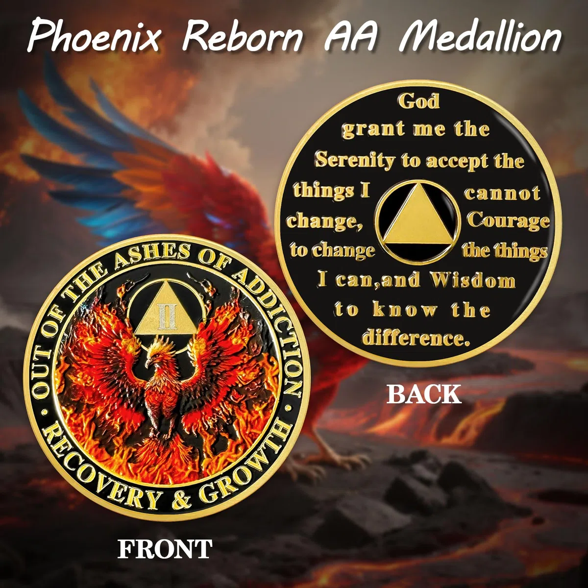 Phoenix Sobriety Chip di 2 anni, regalo di recupero anonimo per alcolisti per uomini e donne