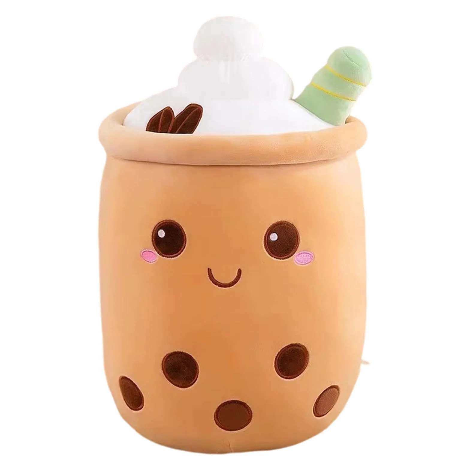 Bubble Tea Peluche, 35cm Cuscino Morbido a Forma di Tazza Boba, Peluche Kawaii per Decorazione Letto, Divano, Ufficio, Camera, Arredo Casa, Antistress per Adulti (Caffè)