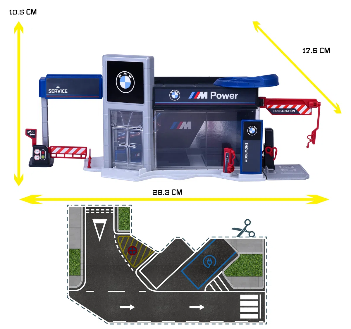 Majorette - BMW Showroom Set + 1 Auto – Playset Concessionaria con Veicolo Incluso, Set da Gioco per Bambini e Appassionati di Auto, Idea Regalo Ufficiale BMW, Art. 8502106000, +3 anni