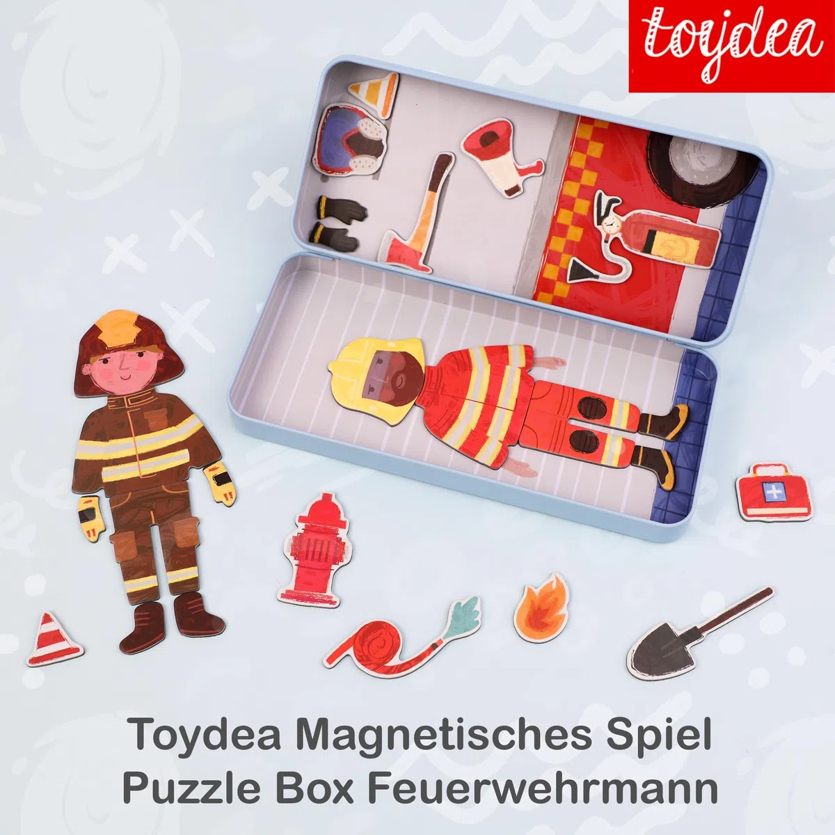 Gioco magnetico - Puzzle pompiere - Promuove le capacità motorie e l'immaginazione, giocattolo dei pompieri a partire dai 3 anni, gioco di viaggio ideale per bambini, regalo da vigile del fuoco