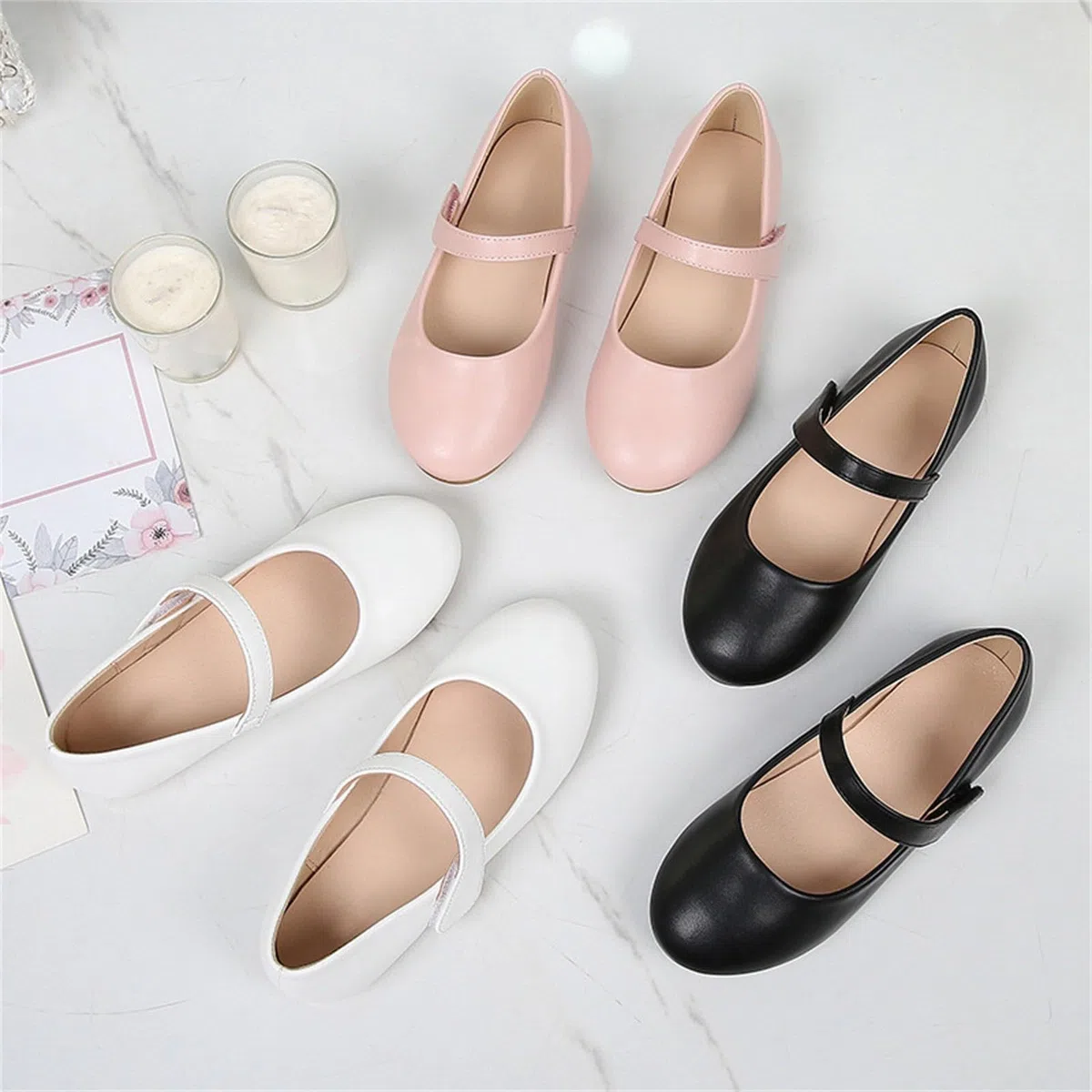 Generisch Sandali estivi per bambini, 4-12 anni, da principessa, Mary Jane, tinta unita, eleganti scarpe da ballo, scarpe da festa, scarpe estive