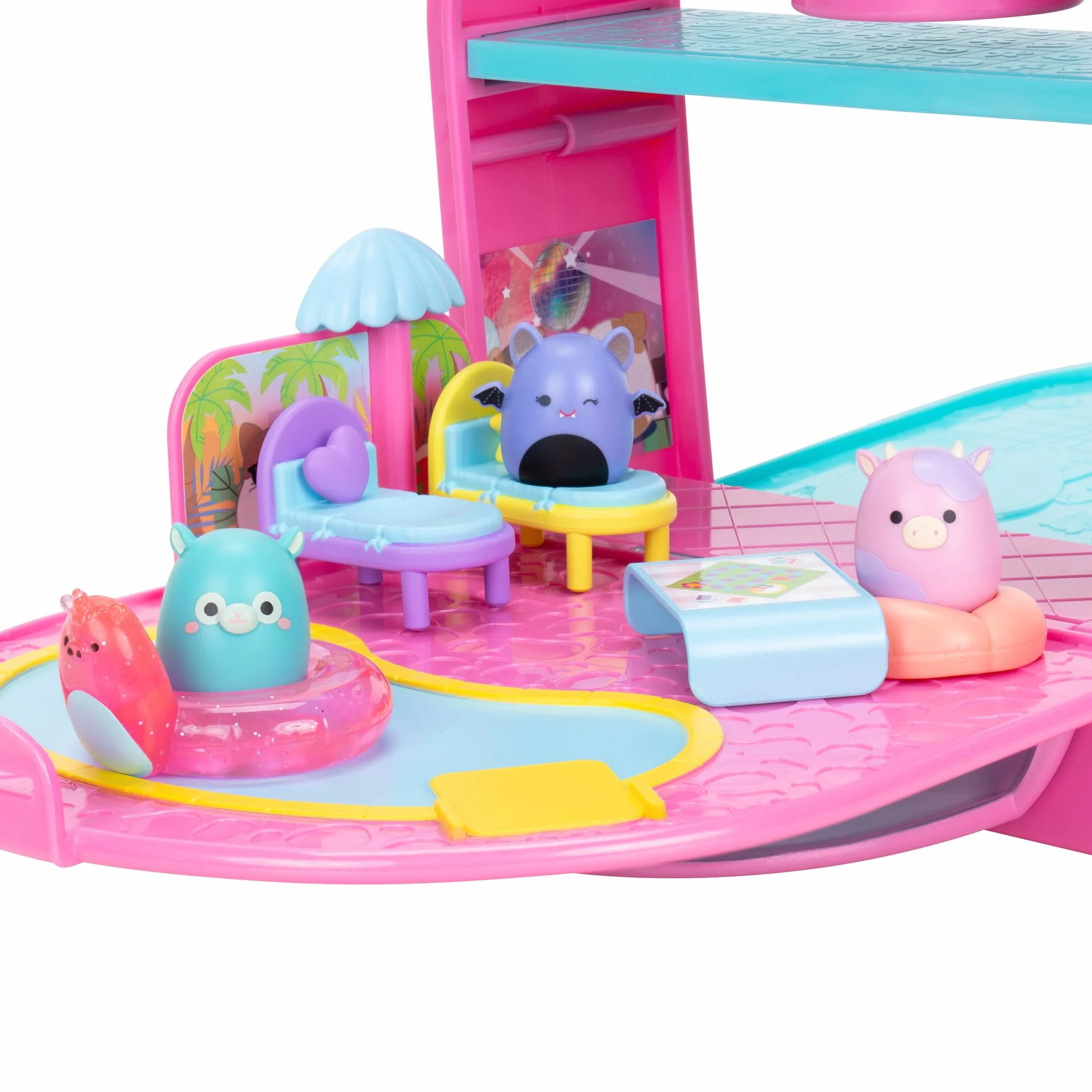 Squish-a-longs Original Squishmallows Party Pack On-The-Go Playset - Serie 1 - Tre mini squish da 2,5 cm con 9 arredi - Colleziona, scambia e gioca