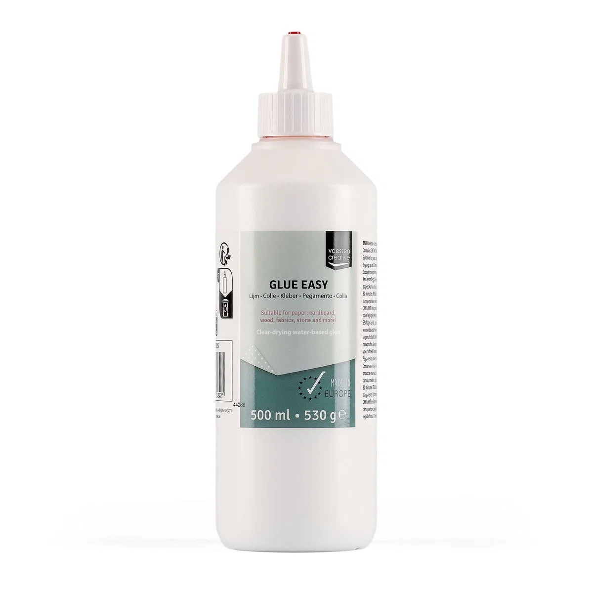 Vaessen Creative Glue Easy Colla Attaccatutto Forte con Punta di Precisione – 500 ml - Colla Bianca a Base d’Acqua - per Carta, Cartoncino, Legno e Tessuto – Adesivo per Fai da Te e Progetti Creativi