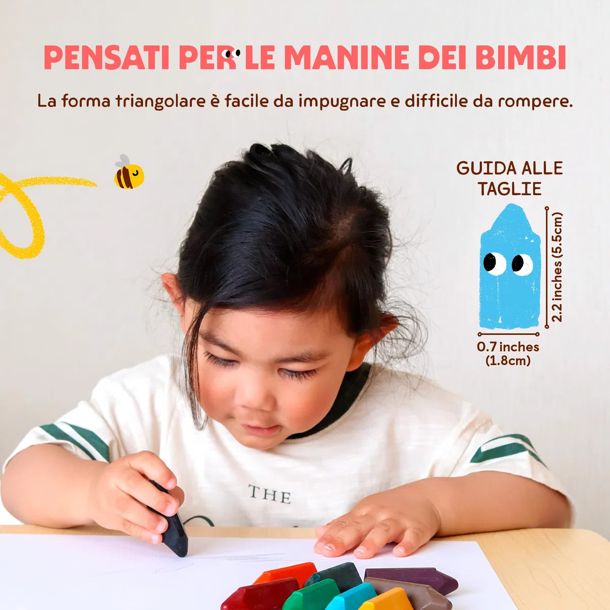 Honeysticks Pastelli a Cera d'Api - Pastelli Triangolari per Bambini Presa Facile - Per Mobilità Mani di Bebè e Bambini - Pastelli Atossici Realizzati a Mano in Nuova Zelanda - Set da 10