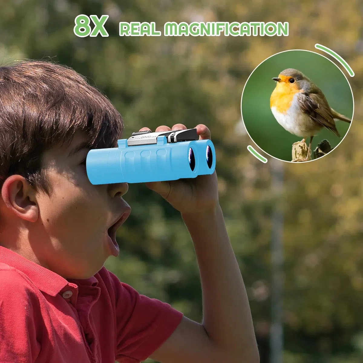 Binocolo Bambini,Ingrandimento 8X21,Antiurto Compatto,Regalo per Ragazzi e Ragazze,Giocattoli da Esterno,Adatto per Visite Turistiche,Escursionigiochi di Spionaggio (Blu)