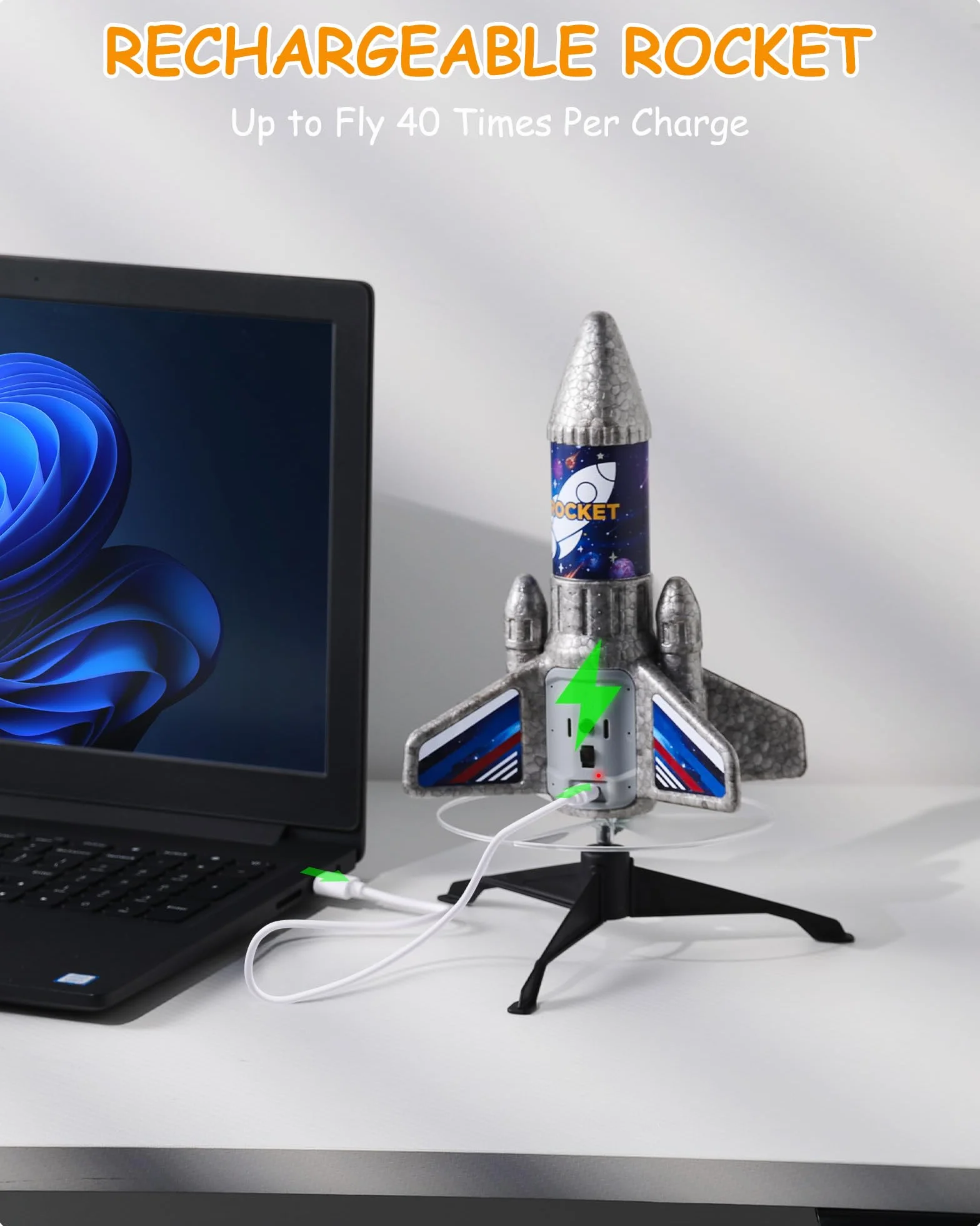 SainSmart Jr. Giocattoli per Bambini con Paracadute Luce LED Motorizzato Rocket Giocattoli All'aperto Regali per Bambini 6 7 8 9 anni