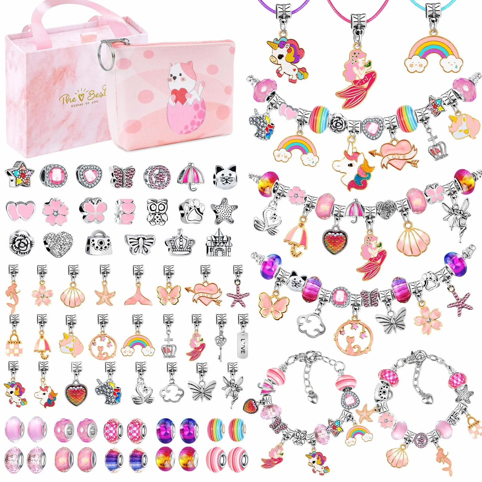 WEVOL Idee Regalo Bambina 3-13 Anni Kit Braccialetti Fai da Te Gioielli per Natale Compleanno Ringraziamento per Ragazza