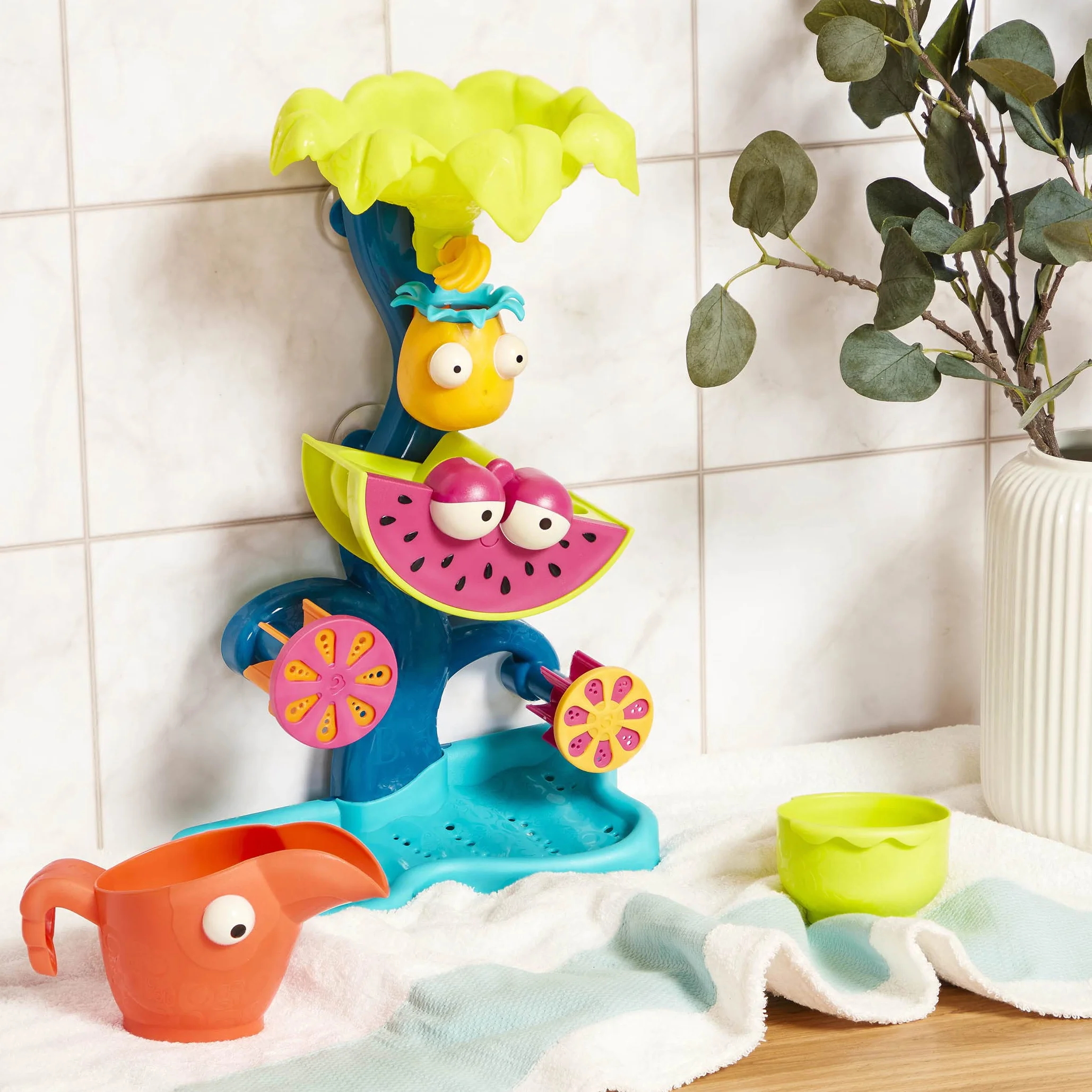 B. toys - Cascata tropicale - Set di giochi con acqua e sabbia - Ruota d'acqua per bambini e ragazzi - Bambini - Giocattolo da spiaggia, piscina, bagno - 18 mesi +