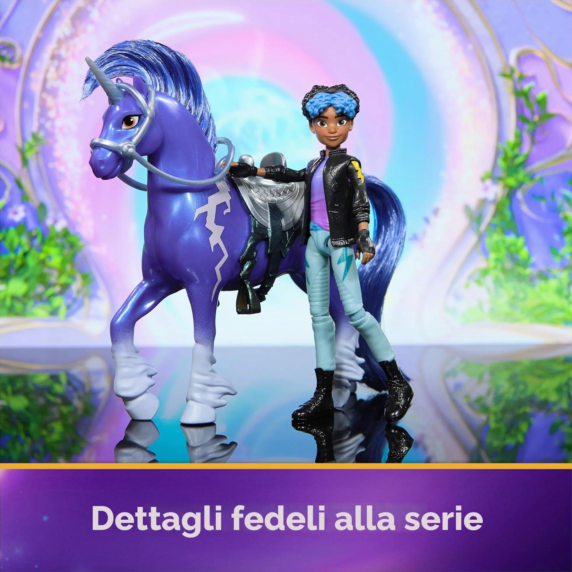 Unicorn Academy Set – Rory e Unicorno Storm con vera criniera e coda e spazzola, circa 12 cm personaggi originali della popolare serie Netflix, per bambini dai 4 anni in su