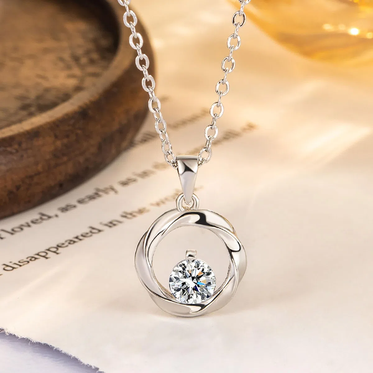 Collana Argento 925 Donna Cerchio Collane Ciondolo Cerchio Intrecciata Collane Zirconi Girocollo Rotondo Anelli Argento Collana per Donna Bambina Ragazza
