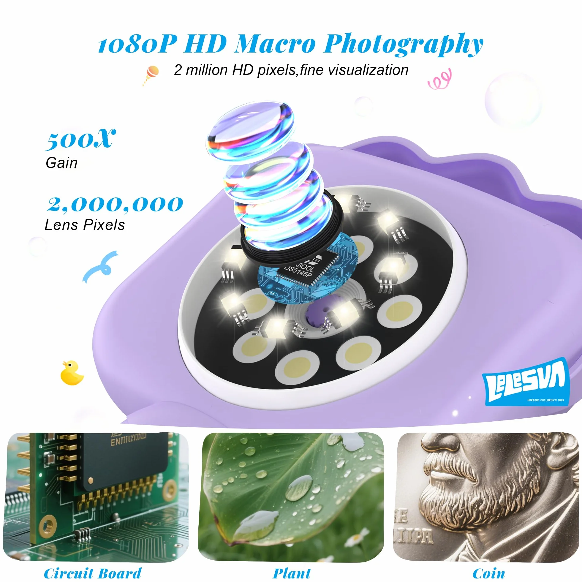 Microscopi per bambini, mini microscopio tascabile portatile per bambini piccoli, giocattoli educativi scientifici per regali di compleanno di Natale per bambini di 3 4 5 6 7 8 9 10 anni (leone)