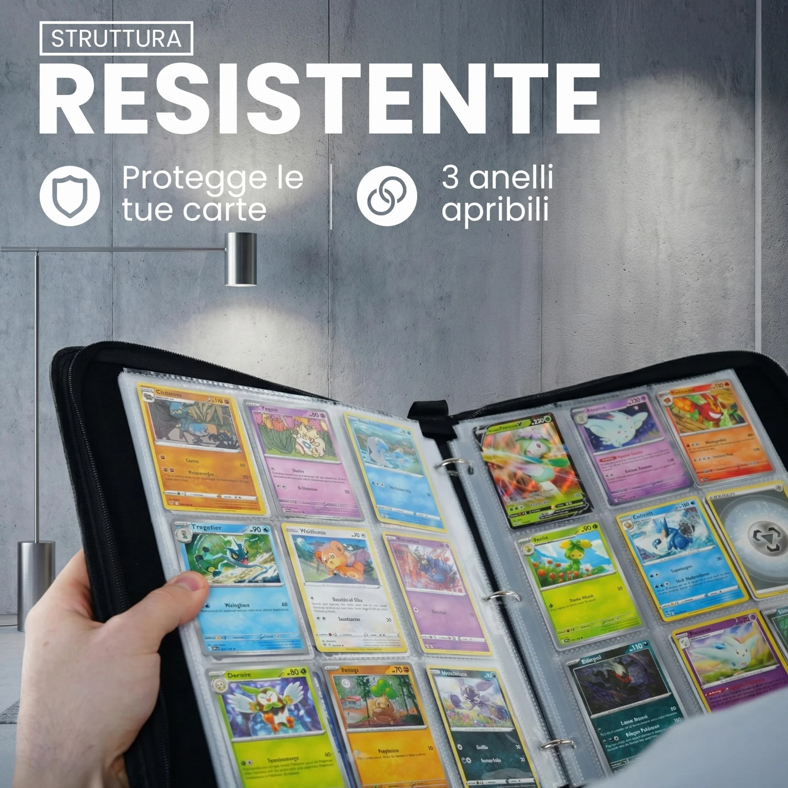 Raccoglitore Carte Pokemon 9 Tasche con Cerniera - 50 Fogli per 900 Carte – Album Pokemon Grande in Pelle Impermeabile