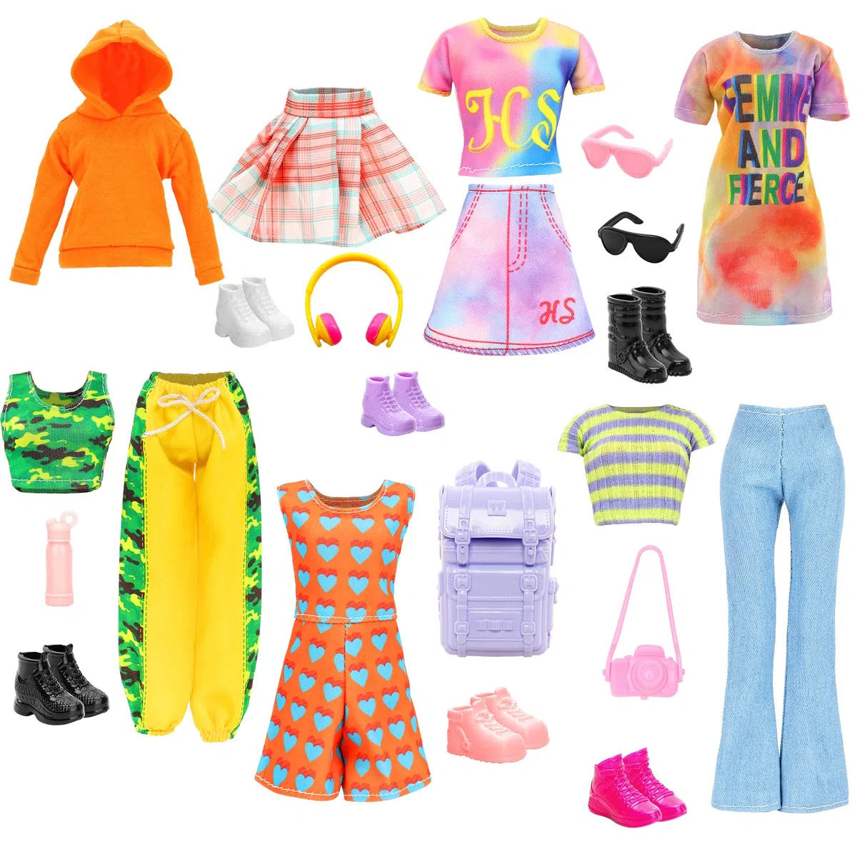 Miunana 21 Pezzi Per 30 CM 11,5 Pollici Bambole: Tuta Con Cappuccio + 2 Abiti + Maglione + 2 Vestiti Alla Moda + 2 Gonne + 2 Pantaloni + 6 PCS Scarpe + 6 Accessori
