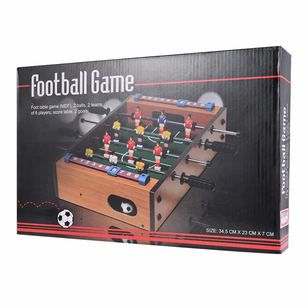 GOLDGE Calcetto da Tavolo, Calcetto Multigioco, Biliardino Calcio Balilla per Bambini e Adulti con 4 Palloni da Calcio, 34.5 * 23 * 8 cm, Legno, Multicolore
