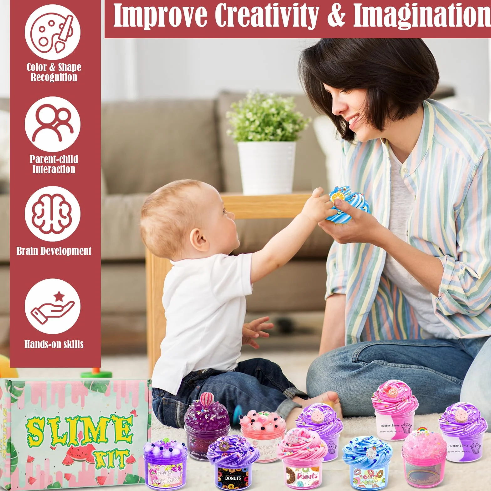12 Pezzi 70ml Slime Kit, 12 Colori Slime per Bambini, Kit Slime Fai Da Te, Butter Slime e Clear Slime Giocattoli, Regalo di Compleanno di Natale per Ragazze e Ragazzi