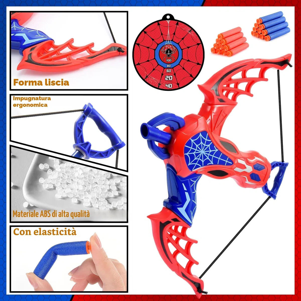 Spider Giocattoli per Bambini 3 4 5 6 7 8 Anni Ragno Freccia e Arco Giocattoli 3-7 Anni Ragazzo Regalo 3-8 Anni Spider Giochi all'aperto per Bambini 3-8 Anni Giochi Bambini Regali Pasqua