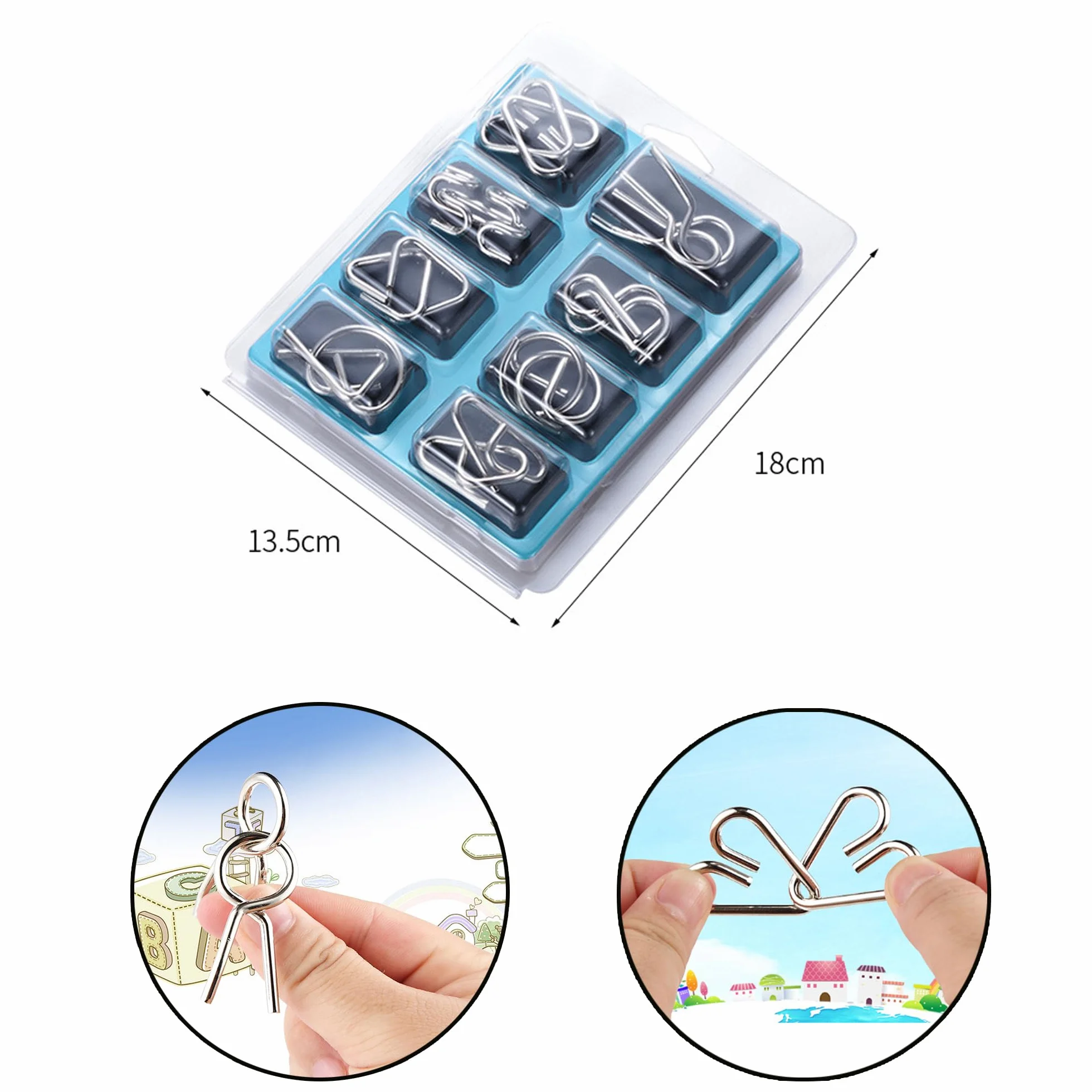 Set di 24pz in Metallo Giocattoli Educativi IQ Test Puzzle, Metal Wire Puzzle Rompicapo Perfetto Classico Giocattolo Educativo Intelligenza per Adulti e Bambini