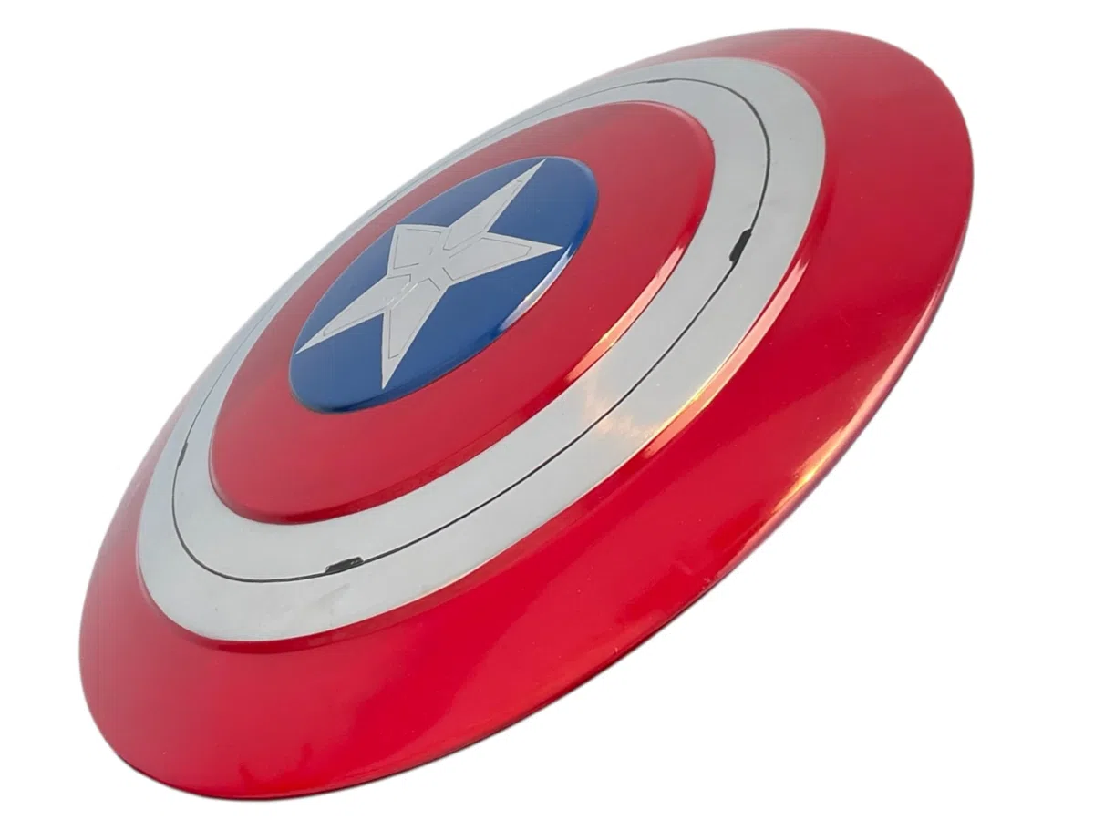 Captain Shield America - Scudo rotondo in metallo, acciaio dolce con impugnatura in pelle, decorazione da parete per giochi di ruolo cosplay, regalo di Natale e Ringraziamento