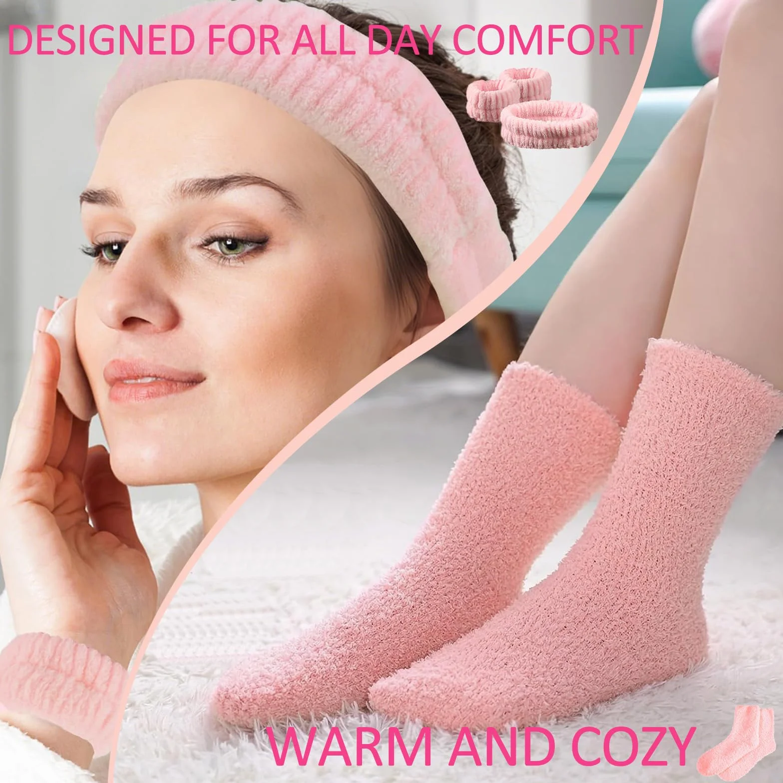 Sugeru Regali per Ragazze Adolescenti 9 10 11 12 13 14 15 16 anni, Regalo Compleanno con Donna Bicchiere con Cannuccia e Coperchio, Pennello per Trucco Borsa per Cosmetici Braccialetto Calzini (rosa)