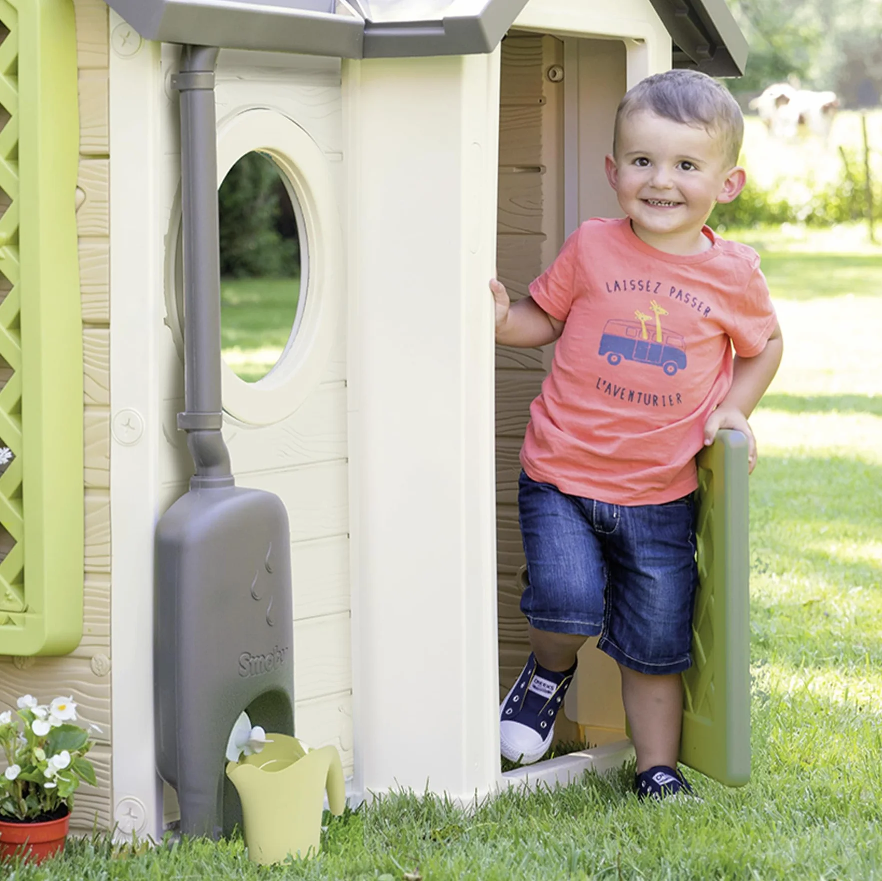Smoby Life - Raccoglitore d'acqua - Grondaia, serbatoio, rubinetto, annaffiatoio - Trattamento anti UV - Materiale riciclato - Dai 2 anni - Prodotto in Francia