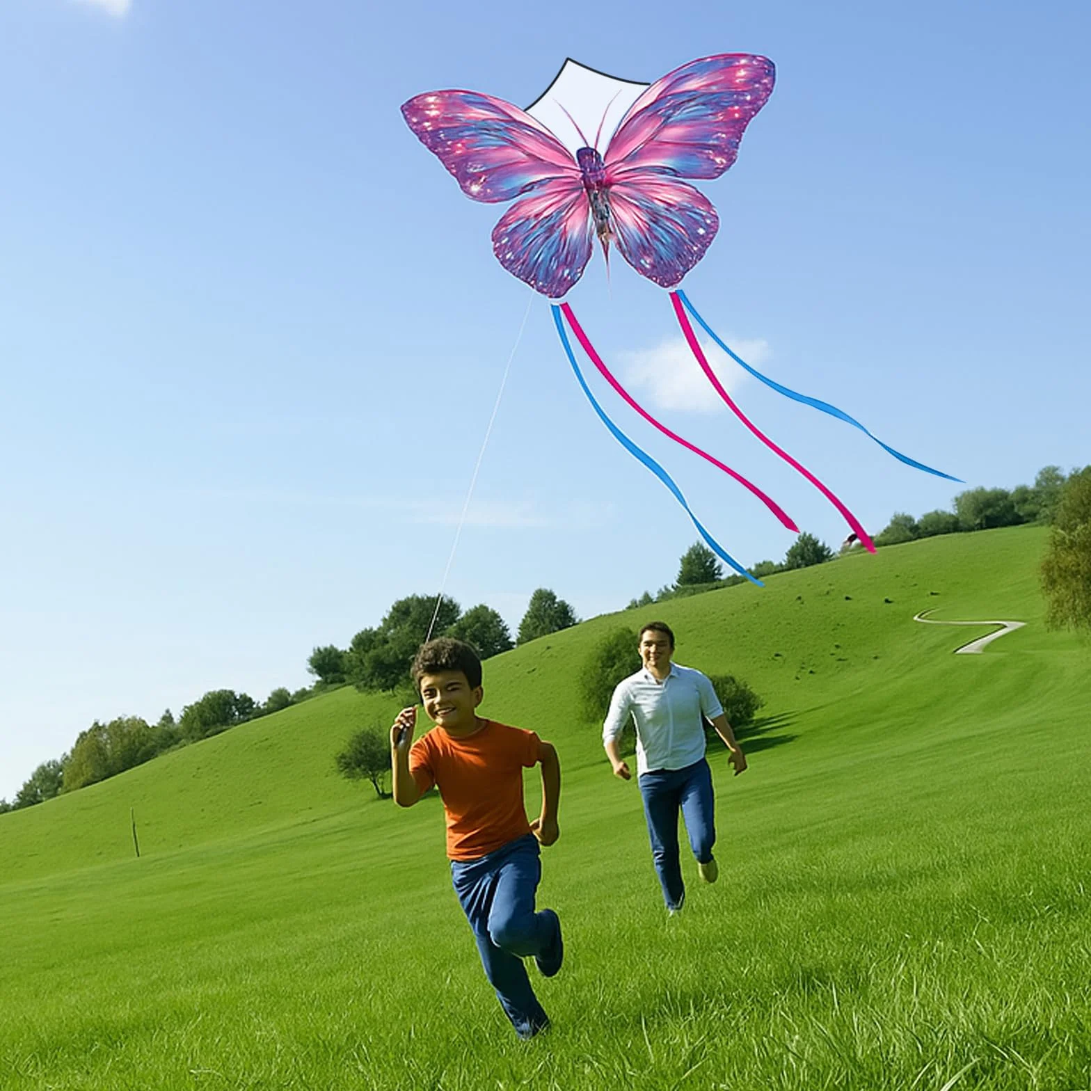 SSKHE Grande aquilone a farfalla da 139,7 cm, facile da far volare per principianti, con coda lunga, per spiaggia e parco all'aperto, ideale per le famiglie e come regalo