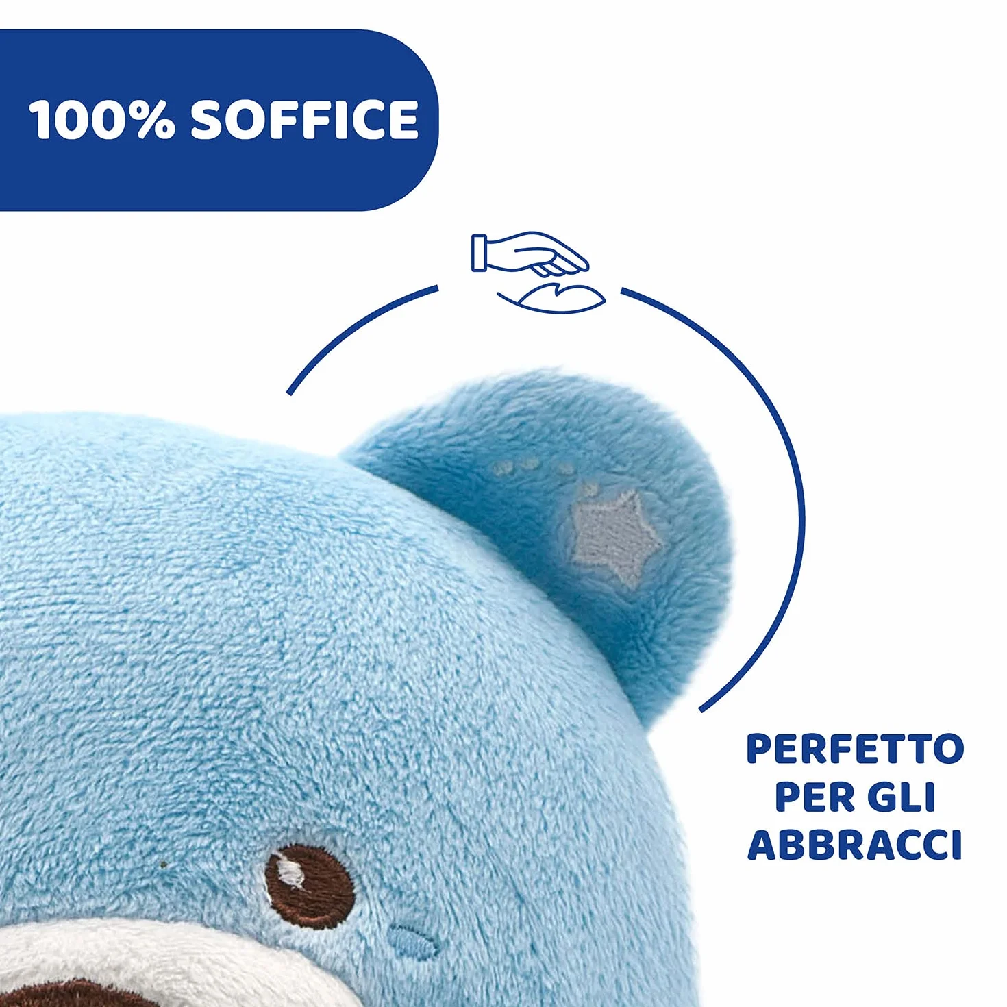 Chicco First Dreams Orsacchiotto Peluche Baby Bear, Soffice Pupazzo Proiettore con Luce Notturna Bambini, Effetti Luminosi e Rilassanti Melodie, Azzurro - Giochi Neonato 0 Mesi +
