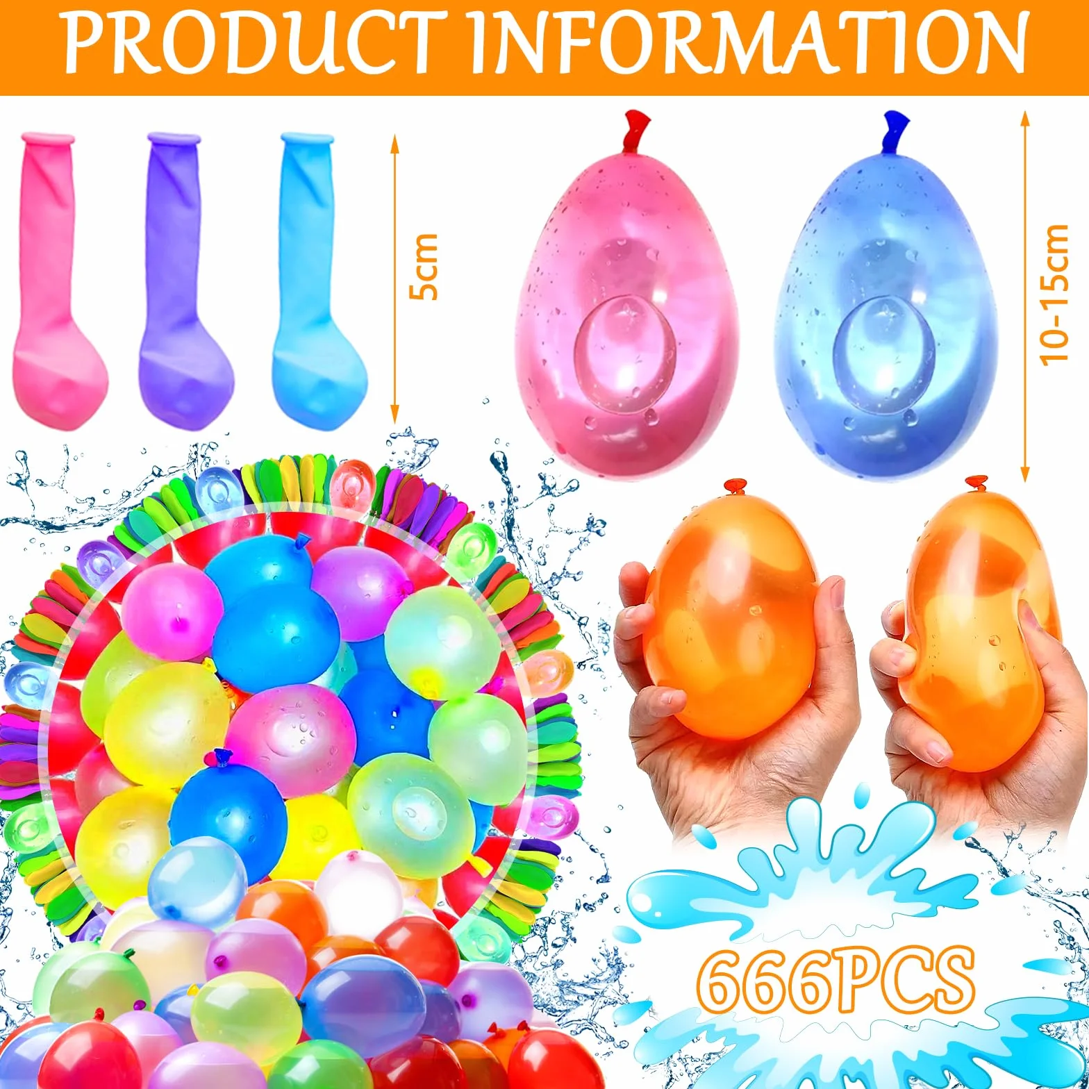 666 Pcs Palloncini d'Acqua,Gavettoni,Colorato Bombe da Acqua Palloncini,Bombe Acqua,palloncini acqua per Bambini e Adulti,giochi acqua,bombe d'acqua Outdoor Party Piscina Spiaggia Giardino
