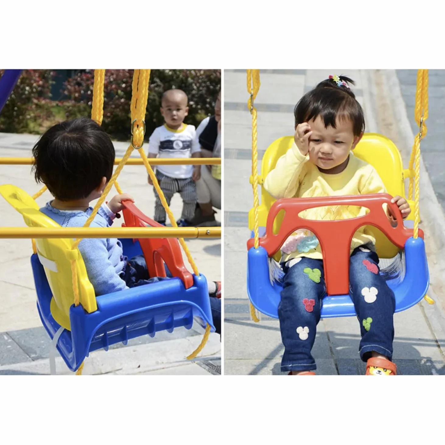 KRUZZEL Sedile per altalena con schienale e seduta, per bambini piccoli e grandi, blu, adatto per interno ed esterno, trasformabile, cresce con il bambino, 23552