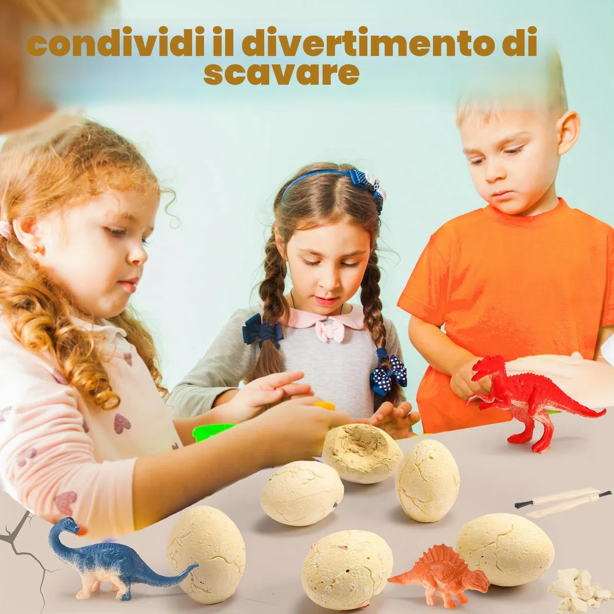 iKidiki Dinosauri per Bambini, Giochi Bambini 3 4 5 6 7 8 Anni Regalo Bambino 3-8 Anni Giocattolo per Scavare Uova di Dinosauro Gioco Bambino 4 5 6 Anni Maschio